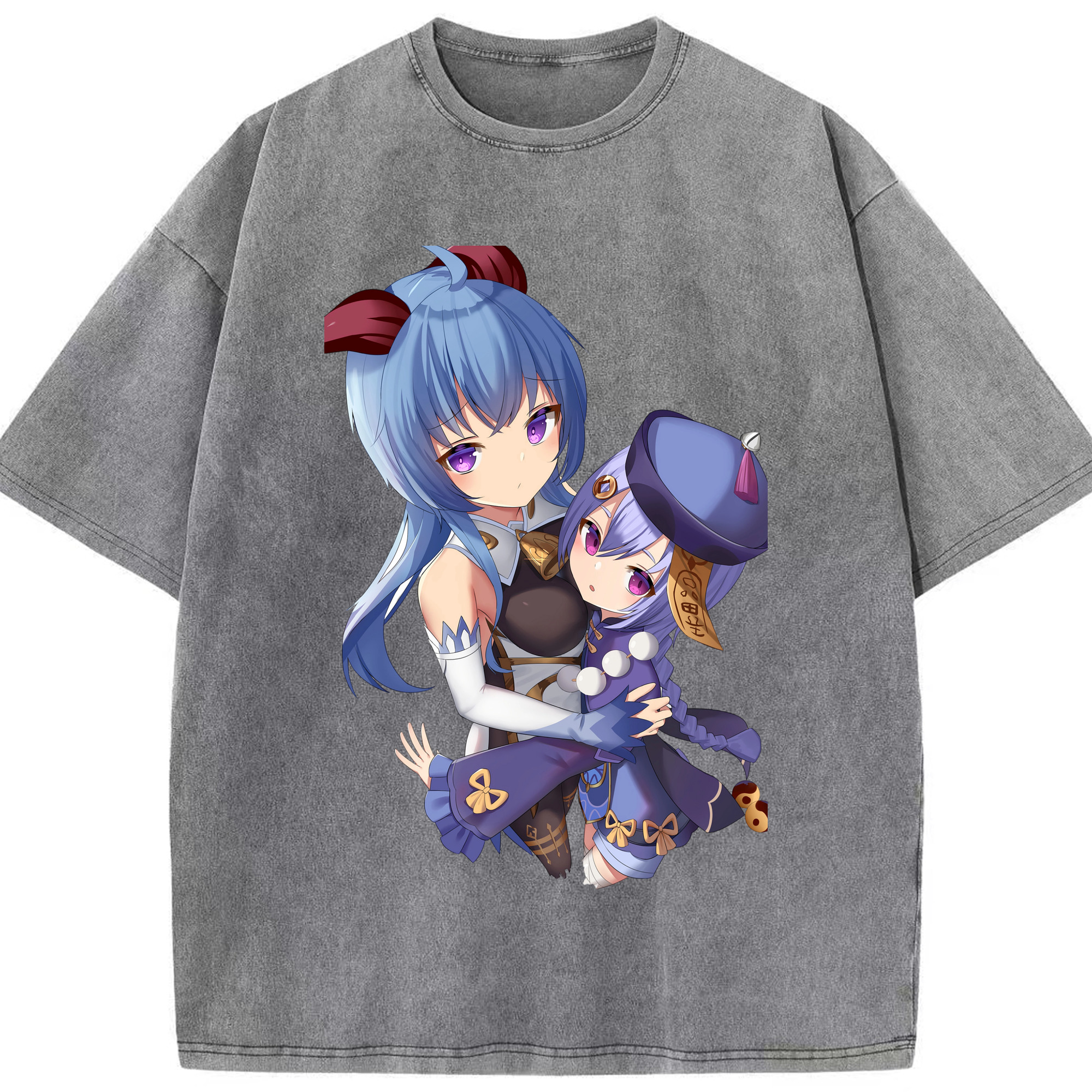 げんし神 甘雨 かんう genshin Ganyu 綿100% ヴィンテージ風 半袖Tシャツ（フロントプリント）