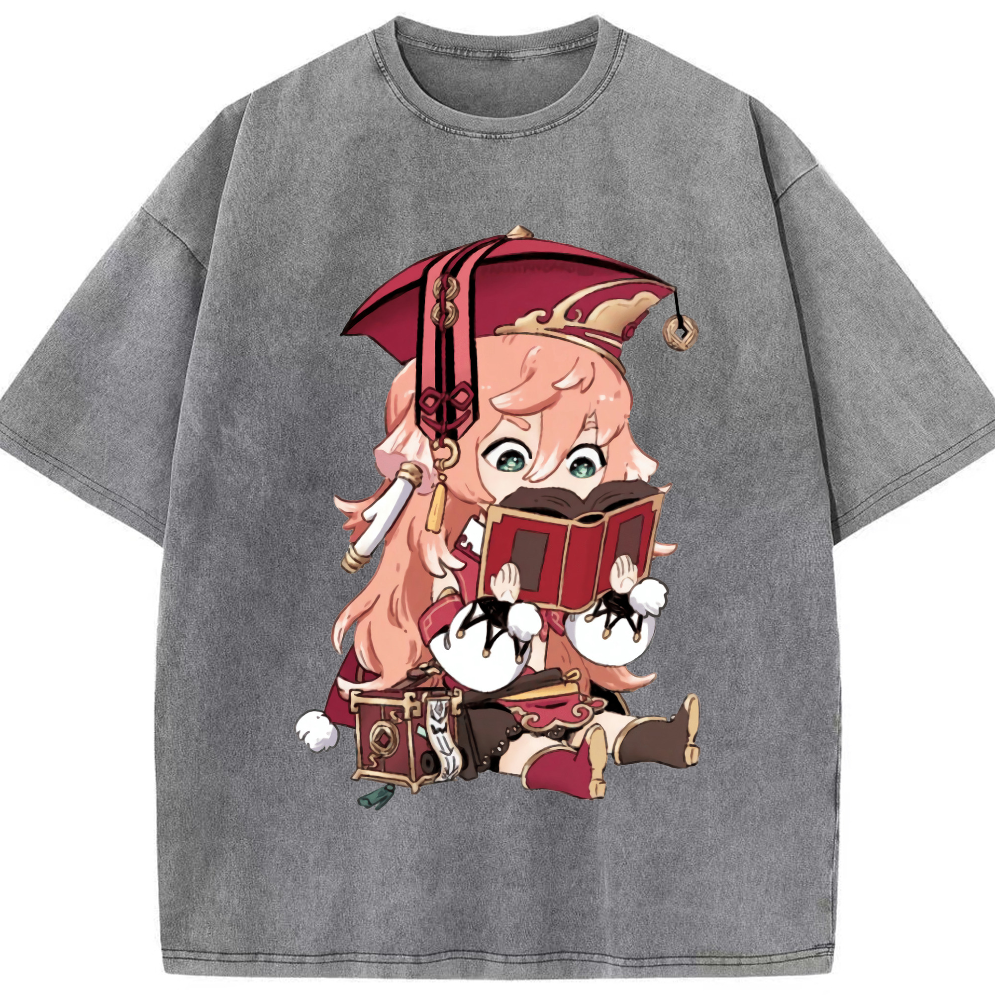 げんし神 ヤンフェイ genshin Yanfei 綿100% ヴィンテージ風 半袖Tシャツ（フロントプリント）