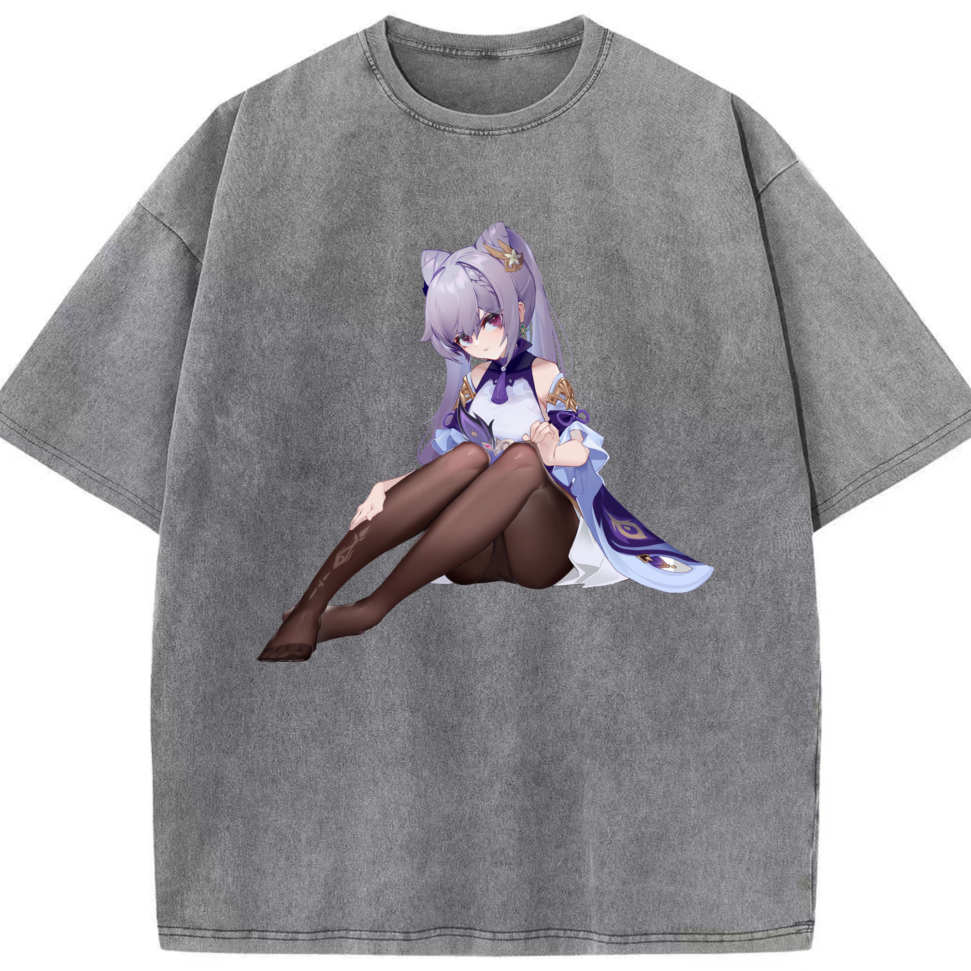 げんし神 刻晴 こくせい genshin Kokusei 綿100% ヴィンテージ風 半袖Tシャツ（フロントプリント）