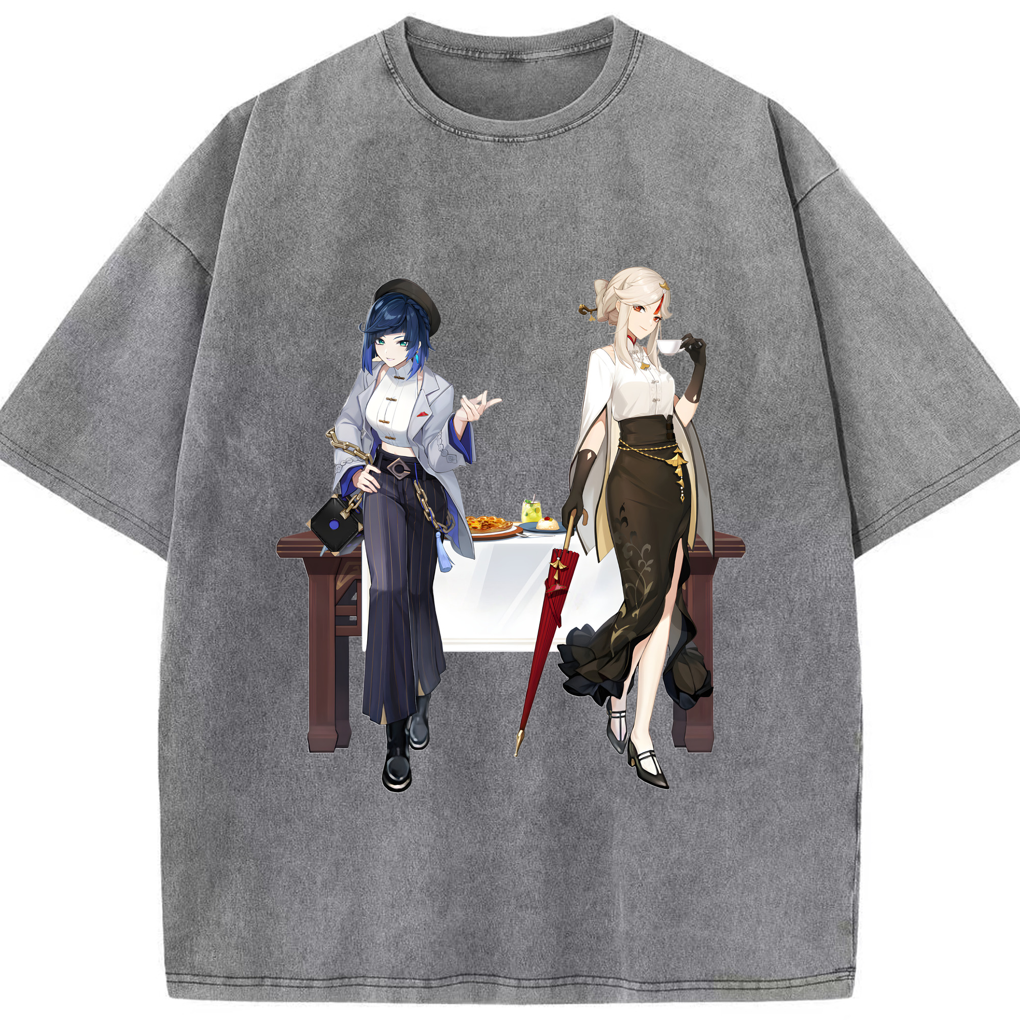 げんし神 夜兰 やらん genshin Yaran 綿100% ヴィンテージ風 半袖Tシャツ（フロントプリント）