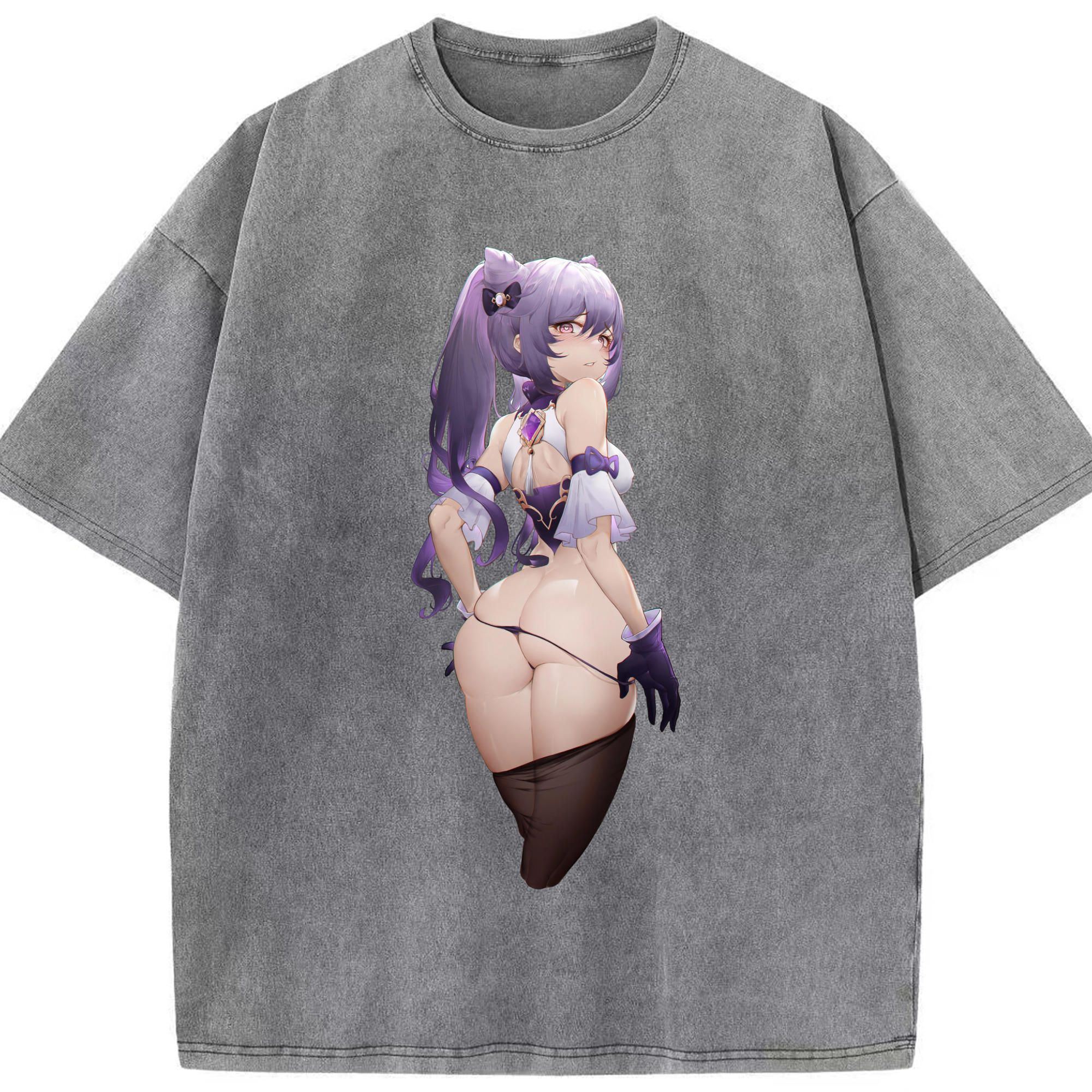 げんし神 刻晴 こくせい genshin Kokusei 綿100% ヴィンテージ風 半袖Tシャツ（フロントプリント）