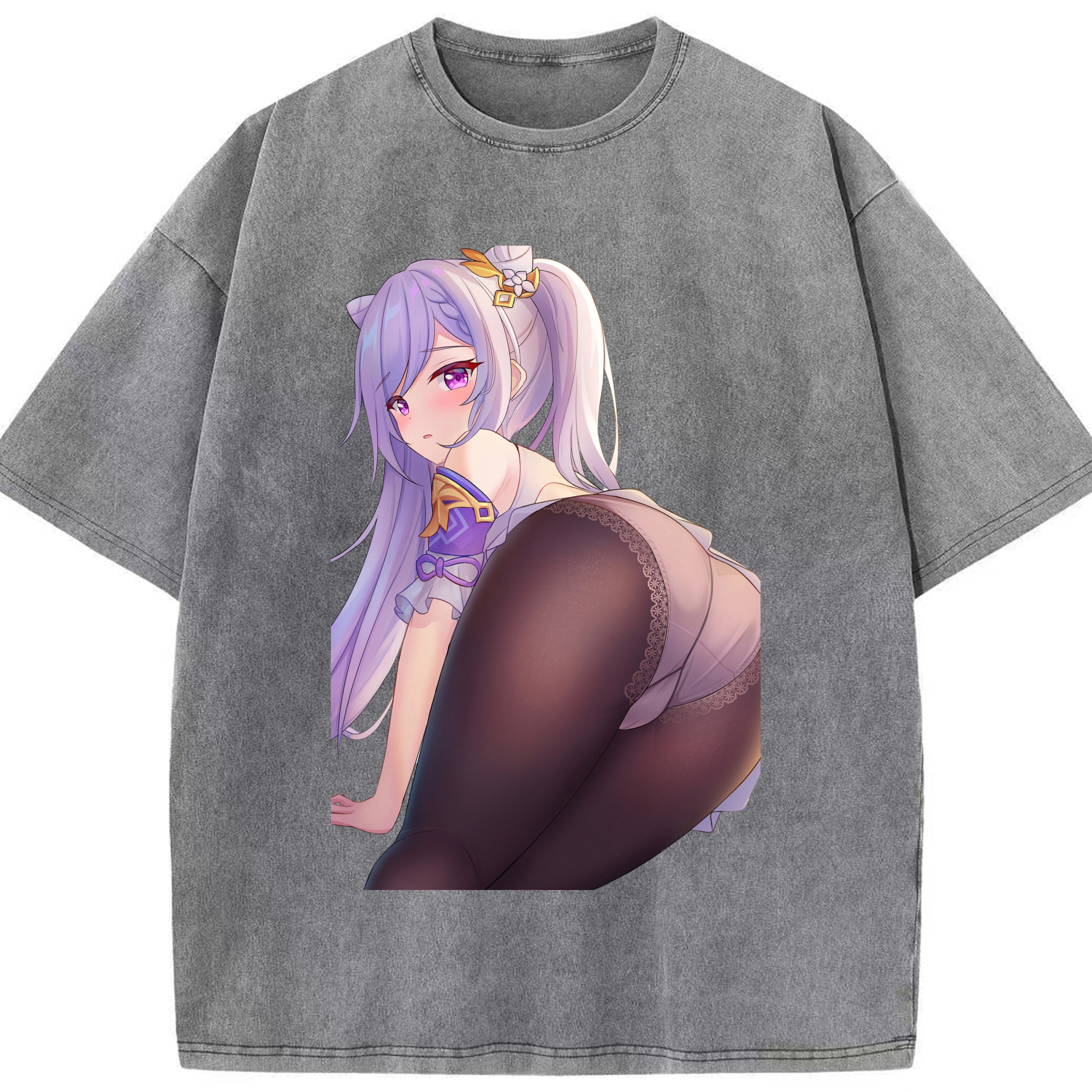 げんし神 刻晴 こくせい genshin Kokusei 綿100% ヴィンテージ風 半袖Tシャツ（フロントプリント）