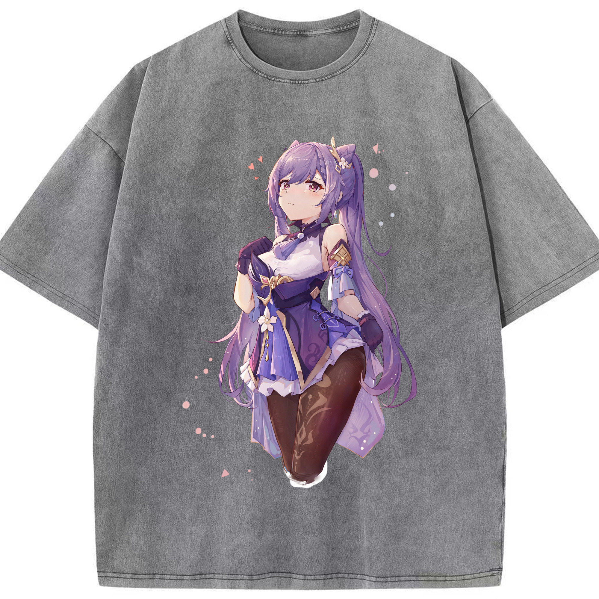げんし神 刻晴 こくせい genshin Kokusei 綿100% ヴィンテージ風 半袖Tシャツ（フロントプリント）