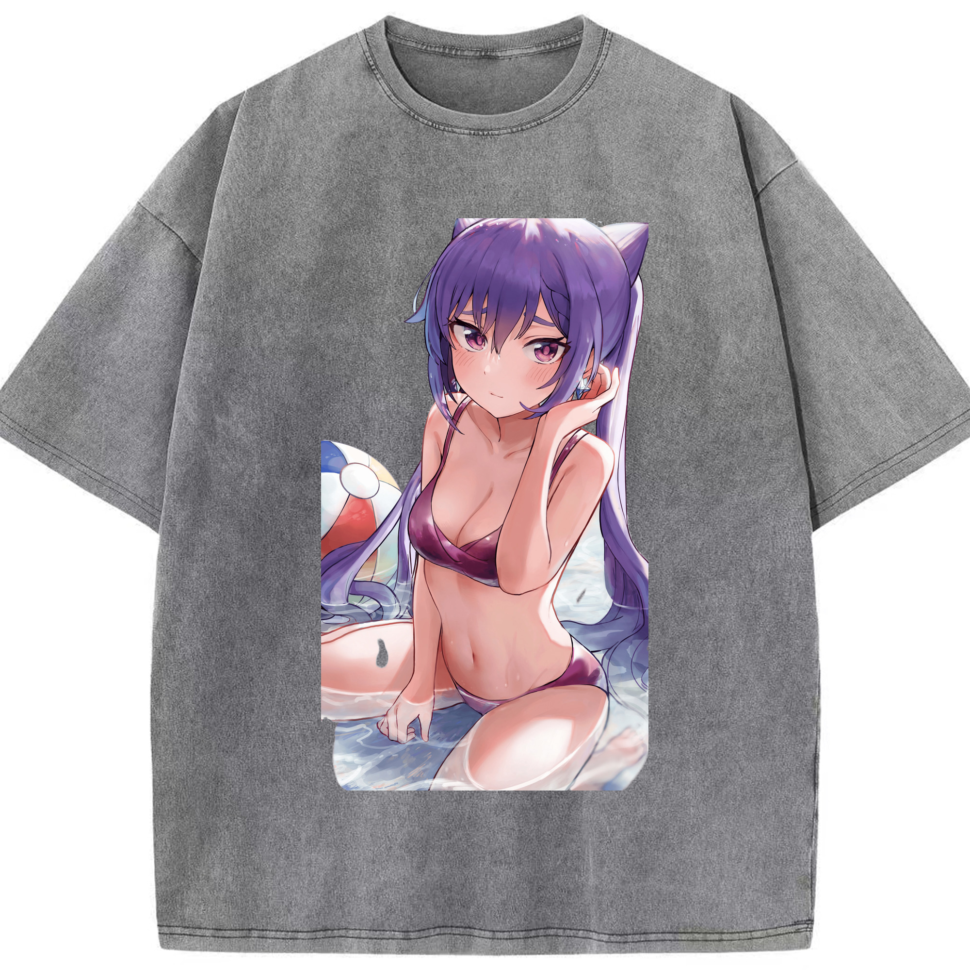 げんし神 刻晴 こくせい genshin Kokusei 綿100% ヴィンテージ風 半袖Tシャツ（フロントプリント）