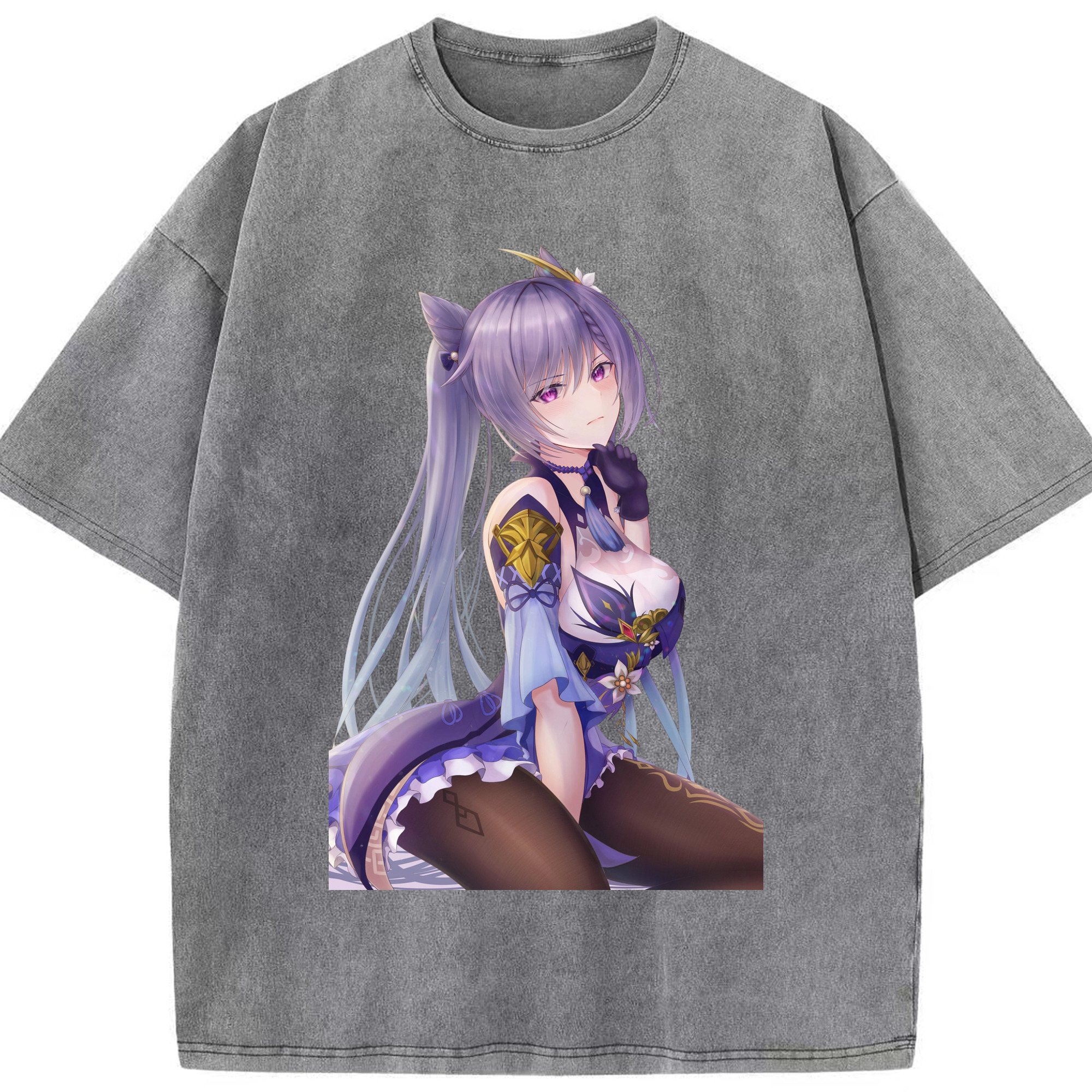 げんし神 刻晴 こくせい genshin Kokusei 綿100% ヴィンテージ風 半袖Tシャツ（フロントプリント）