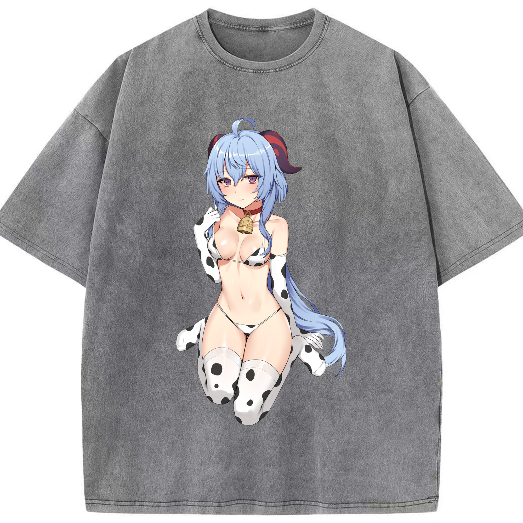 げんし神 甘雨 かんう genshin Ganyu 綿100% ヴィンテージ風 半袖Tシャツ（フロントプリント）