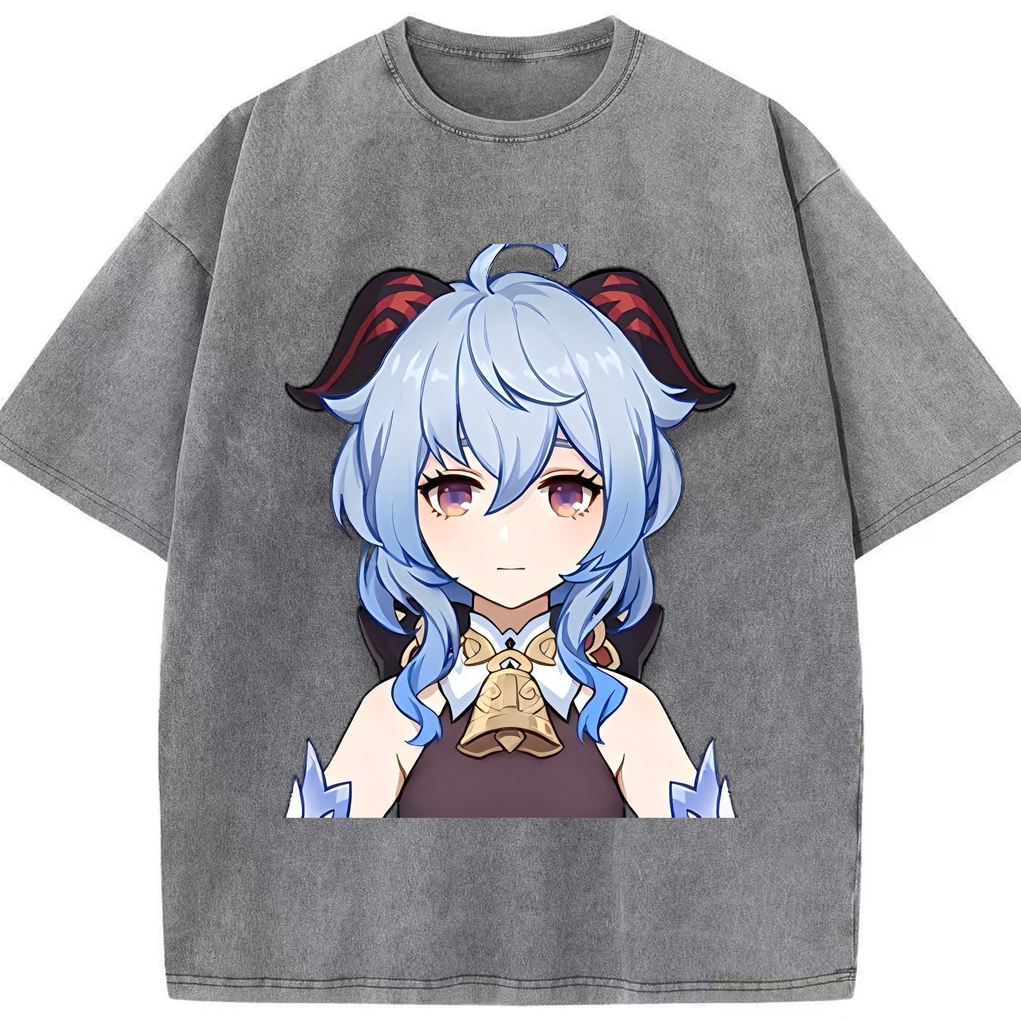 げんし神 甘雨 かんう genshin Ganyu 綿100% ヴィンテージ風 半袖Tシャツ（フロントプリント）