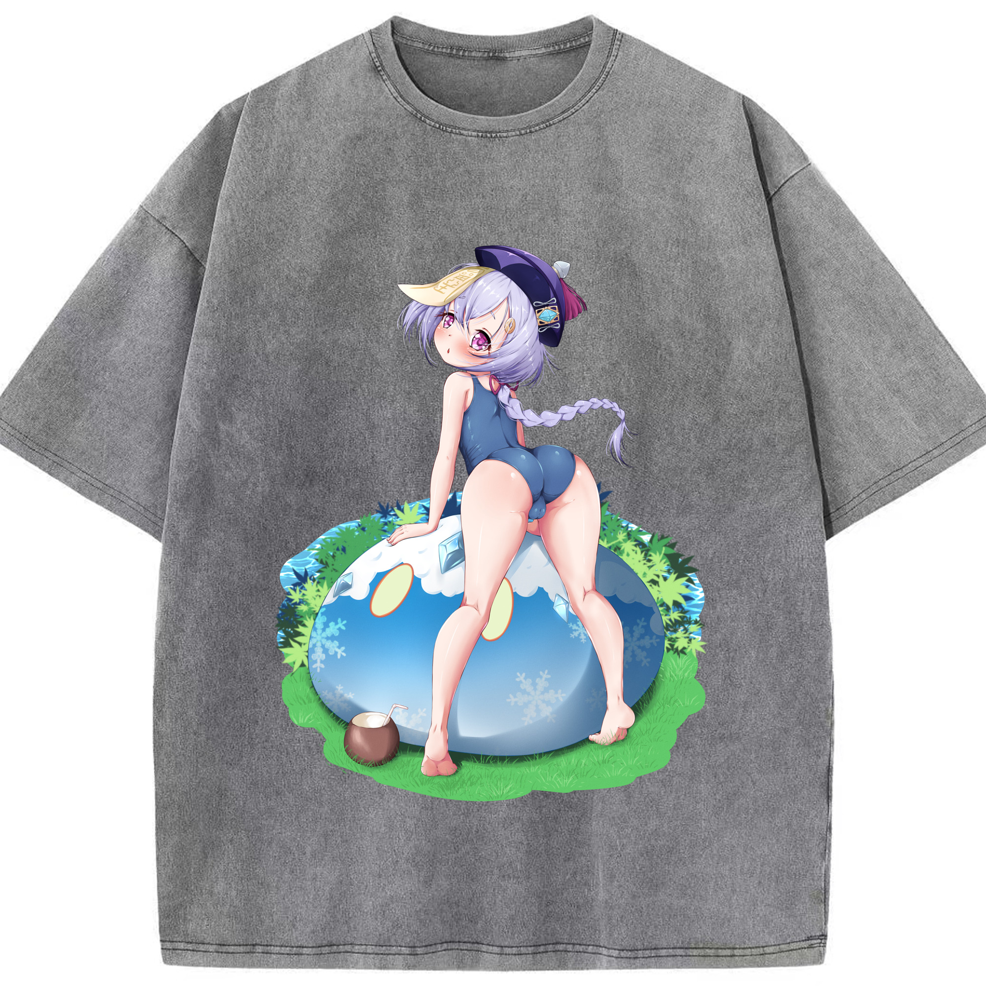 げんし神 七七 なな  genshin Nana 綿100% ヴィンテージ風 半袖Tシャツ（フロントプリント）