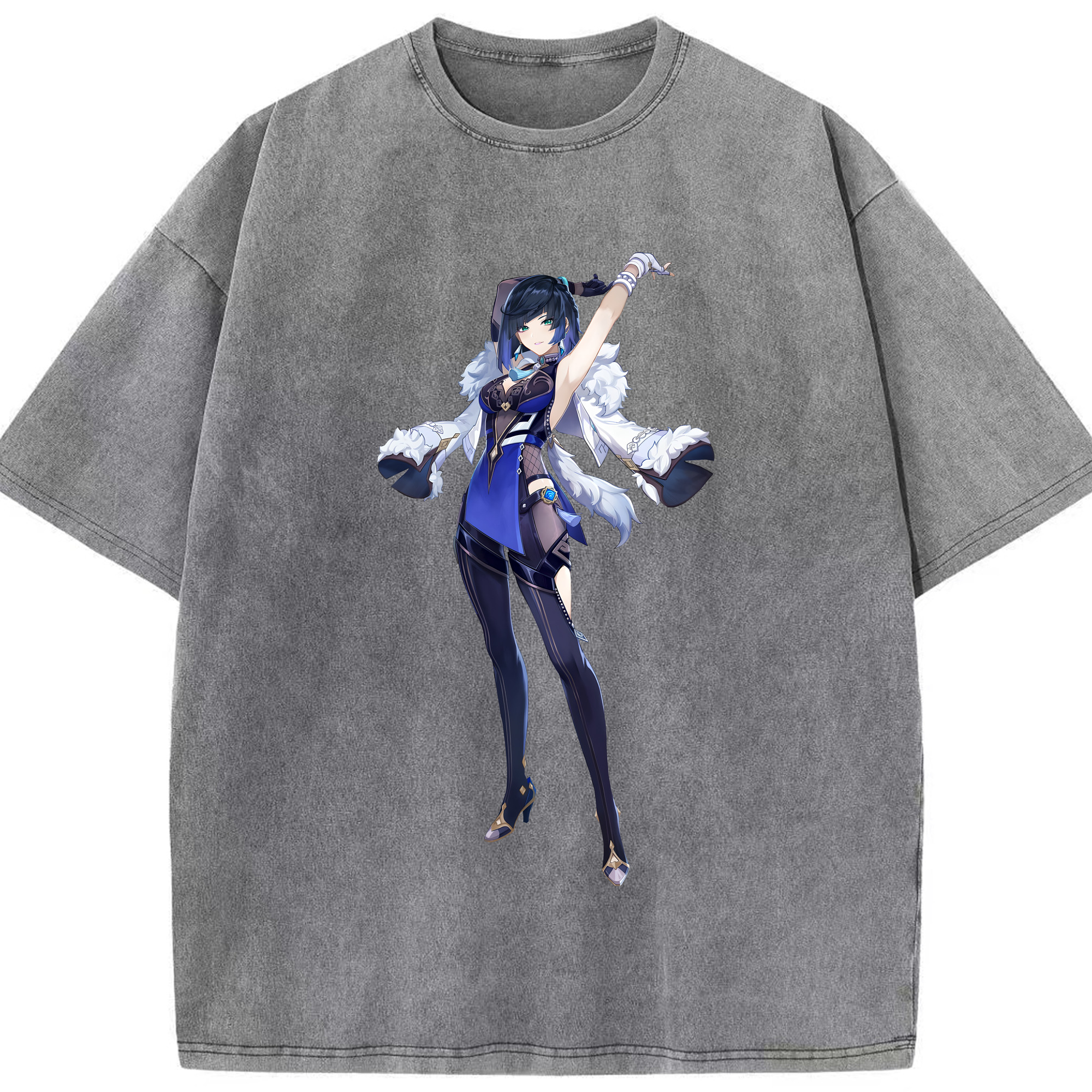 げんし神 夜兰 やらん genshin Yaran 綿100% ヴィンテージ風 半袖Tシャツ（フロントプリント）