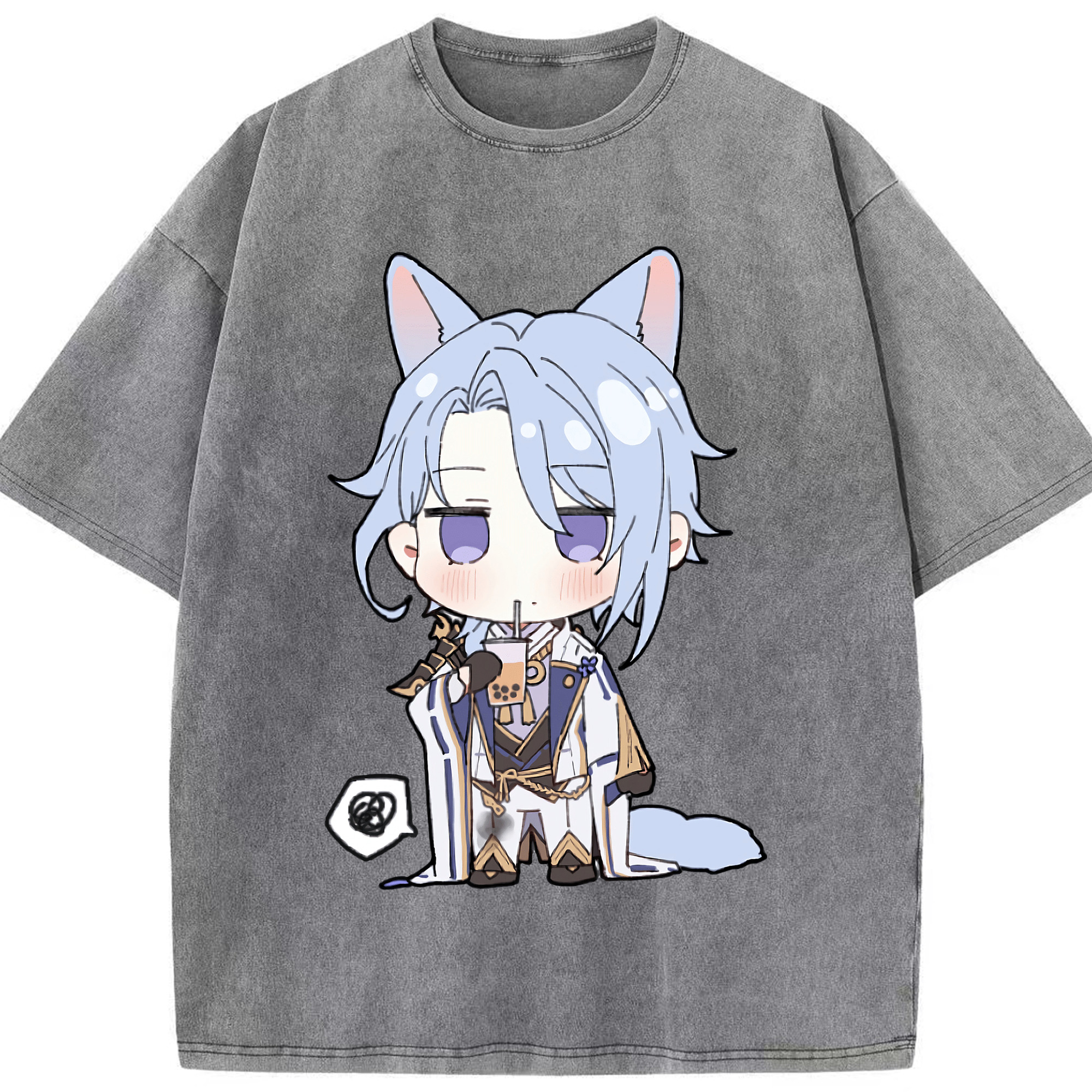 げんし神 神里綾人 かみさとあやと genshin Kamisato Ayato 綿100% ヴィンテージ風 半袖Tシャツ（フロントプリント）