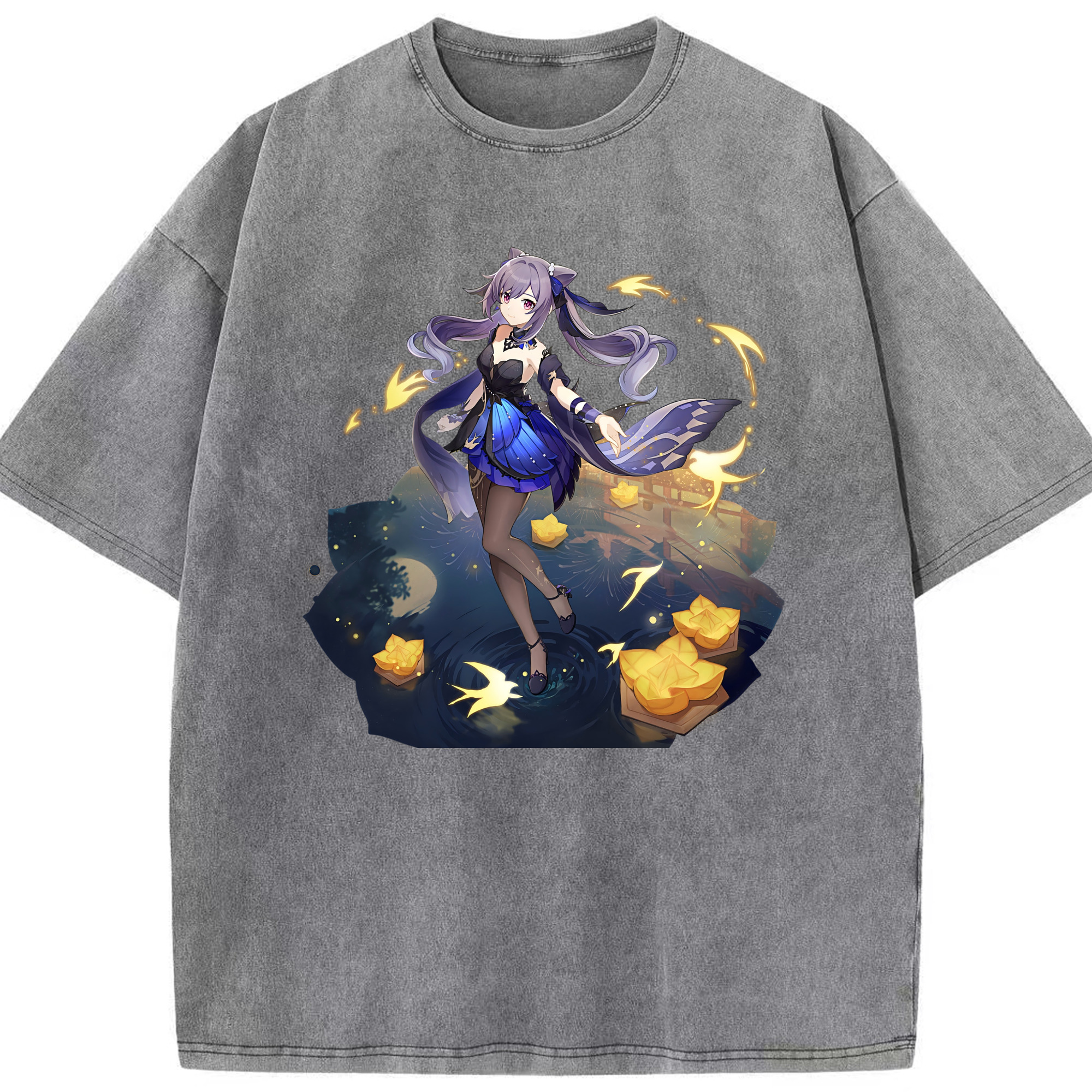 げんし神 刻晴 こくせい genshin Kokusei 綿100% ヴィンテージ風 半袖Tシャツ（フロントプリント）