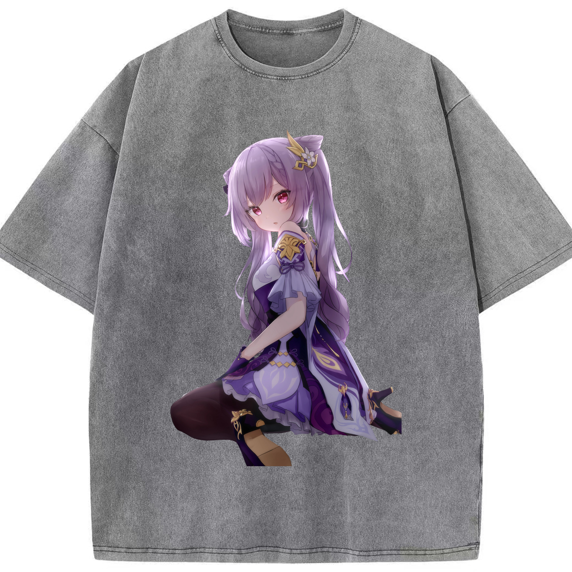 げんし神 刻晴 こくせい genshin Kokusei 綿100% ヴィンテージ風 半袖Tシャツ（フロントプリント）