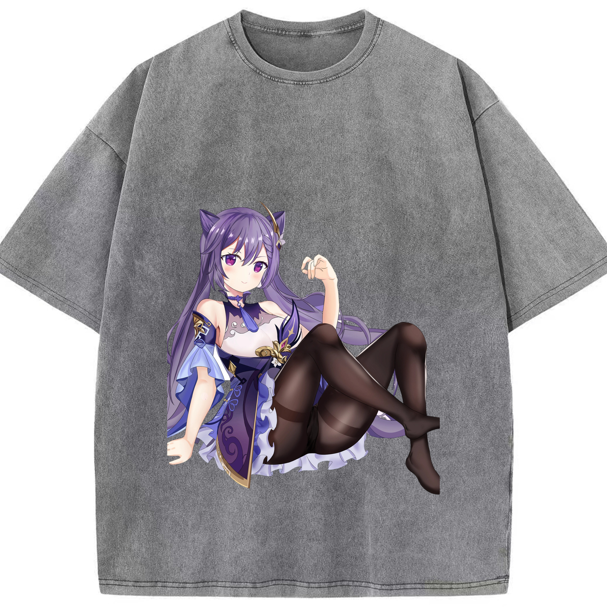 げんし神 刻晴 こくせい genshin Kokusei 綿100% ヴィンテージ風 半袖Tシャツ（フロントプリント）