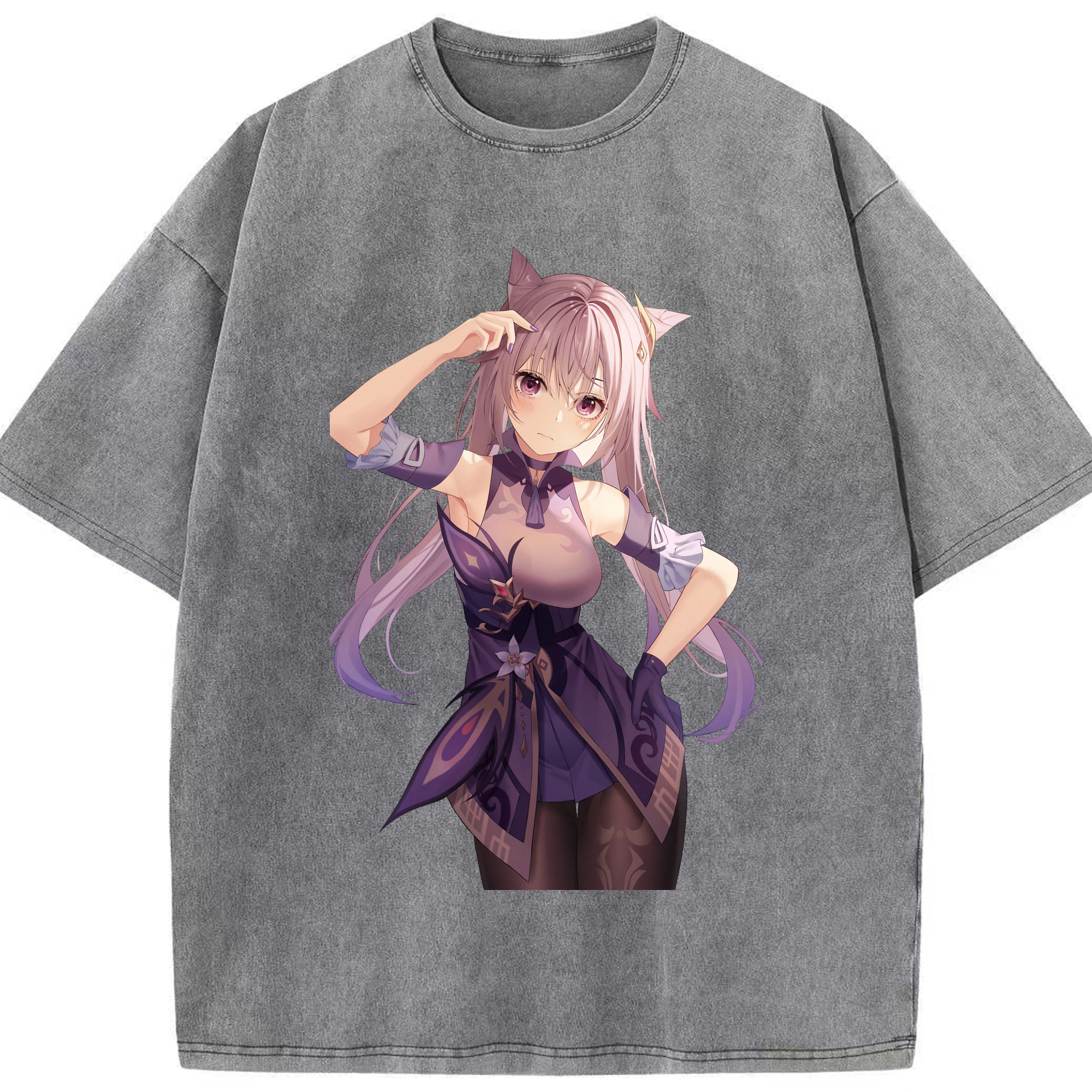 げんし神 刻晴 こくせい genshin Kokusei 綿100% ヴィンテージ風 半袖Tシャツ（フロントプリント）