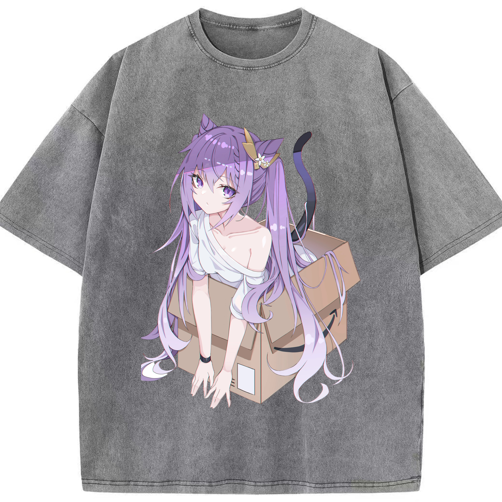 げんし神 刻晴 こくせい genshin Kokusei 綿100% ヴィンテージ風 半袖Tシャツ（フロントプリント）