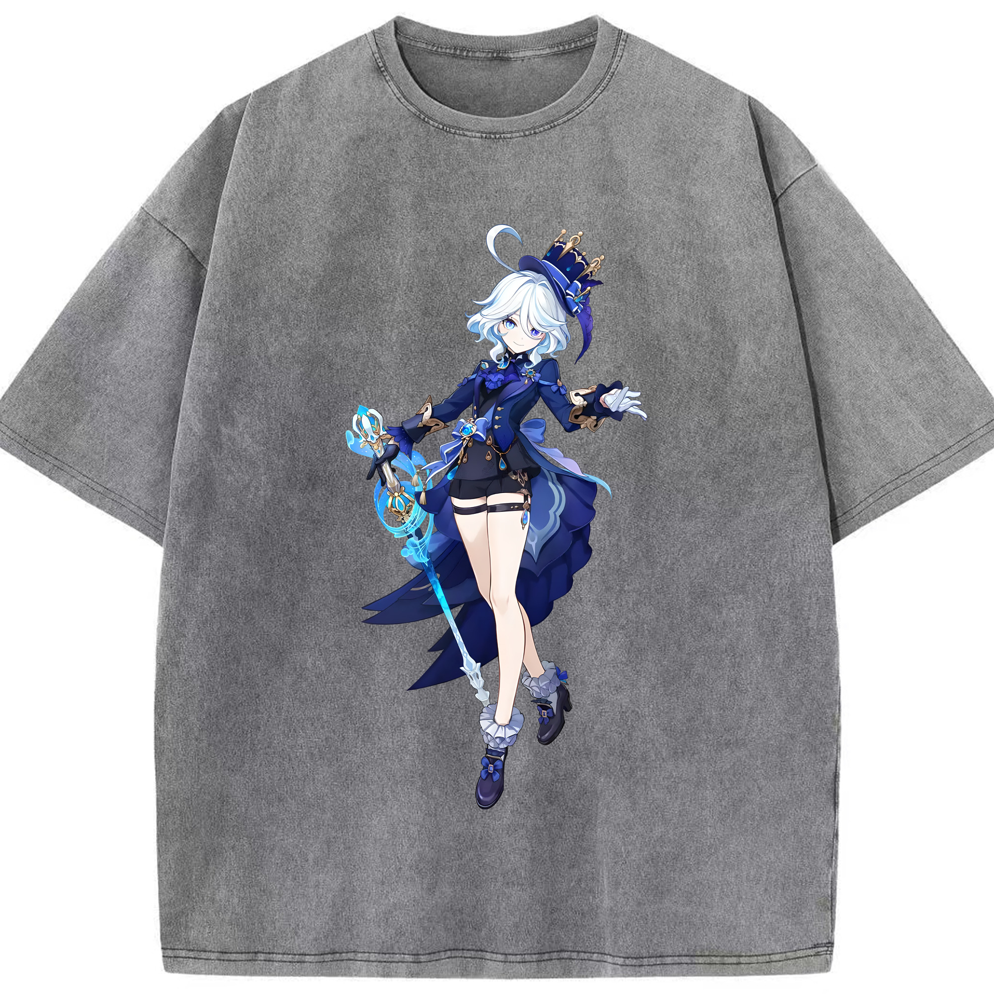 げんし神 フリーナ genshin Furina 綿100% ヴィンテージ風 半袖Tシャツ（フロントプリント）