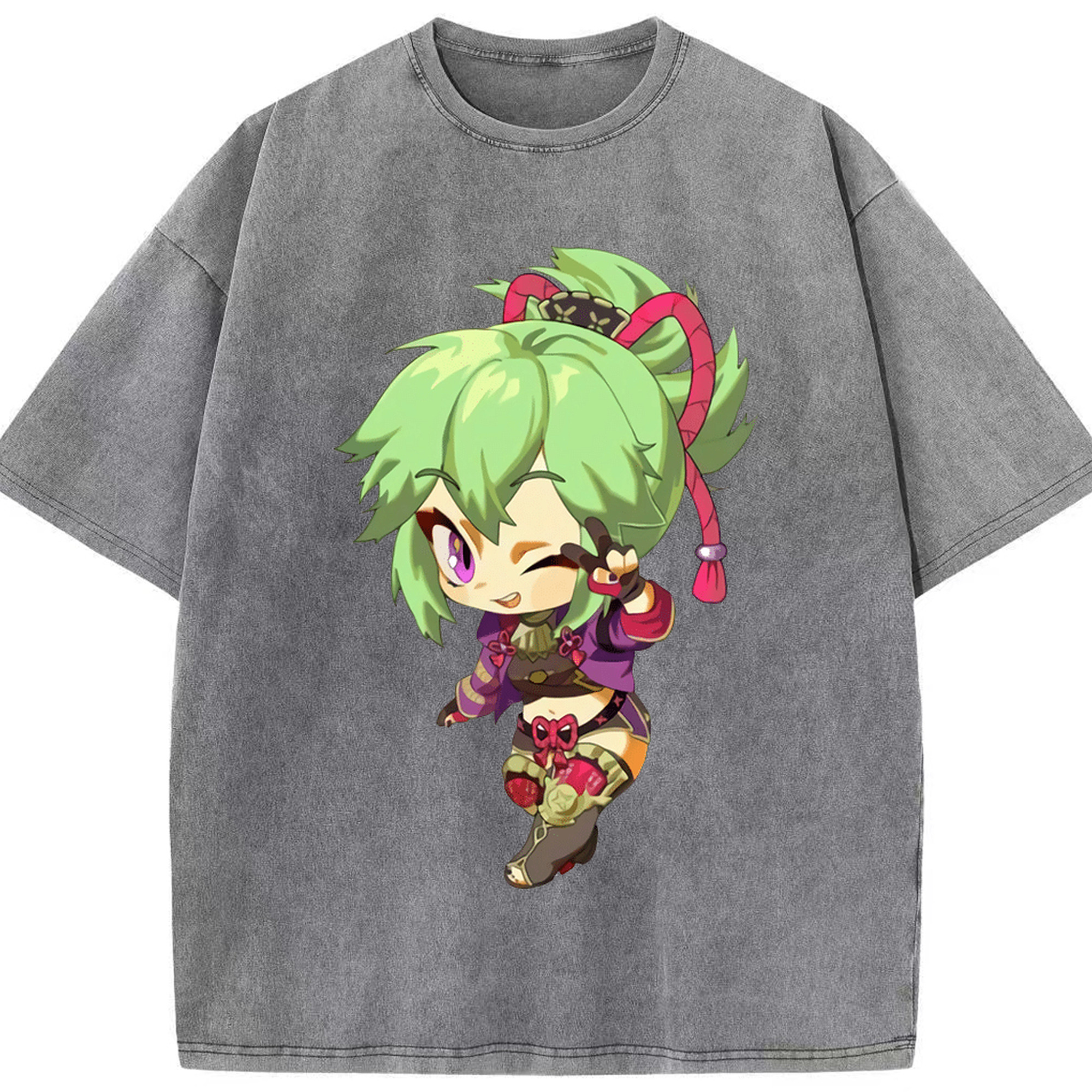げんし神  久岐忍 くき しのぶ genshin Kuki Shinobu 綿100% ヴィンテージ風 半袖Tシャツ（フロントプリント）