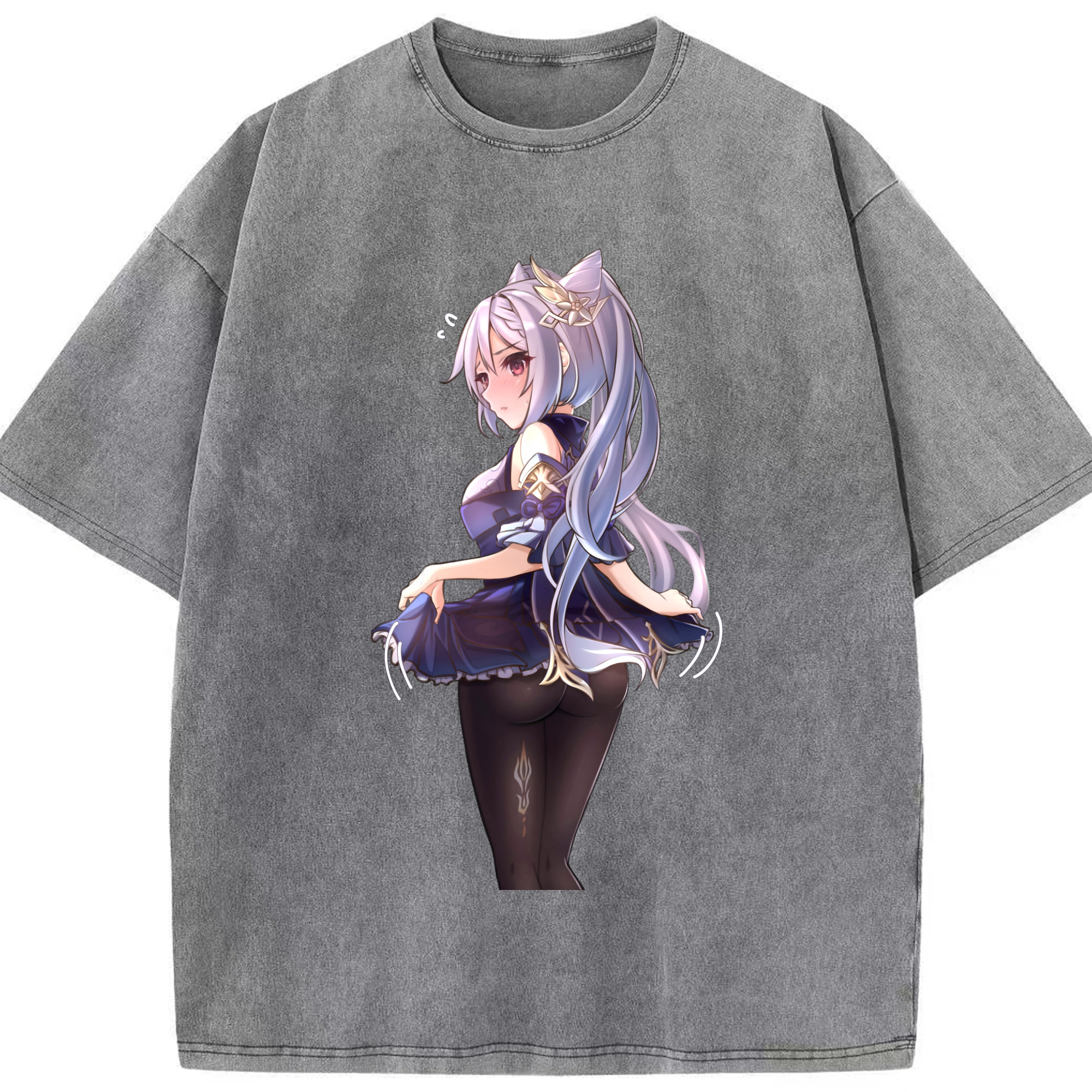 げんし神 刻晴 こくせい genshin Kokusei 綿100% ヴィンテージ風 半袖Tシャツ（フロントプリント）