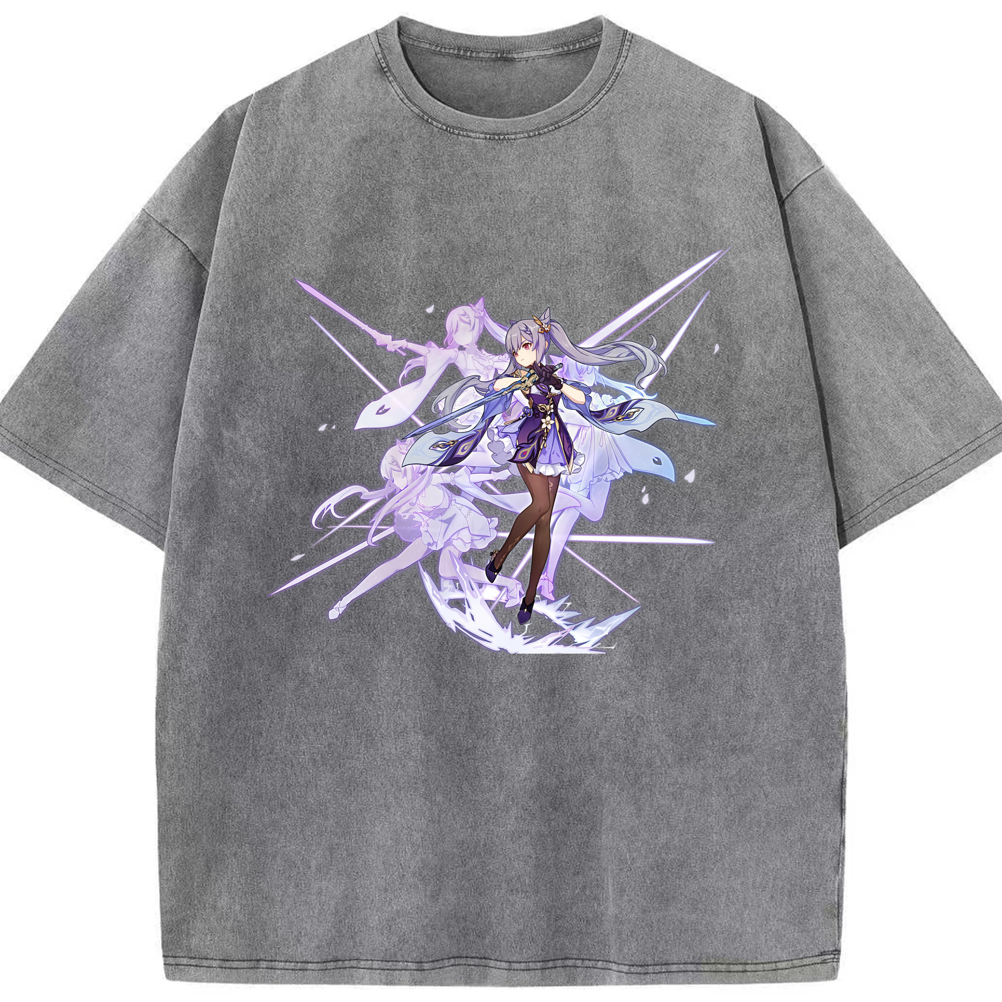 げんし神 刻晴 こくせい genshin Kokusei 綿100% ヴィンテージ風 半袖Tシャツ（フロントプリント）