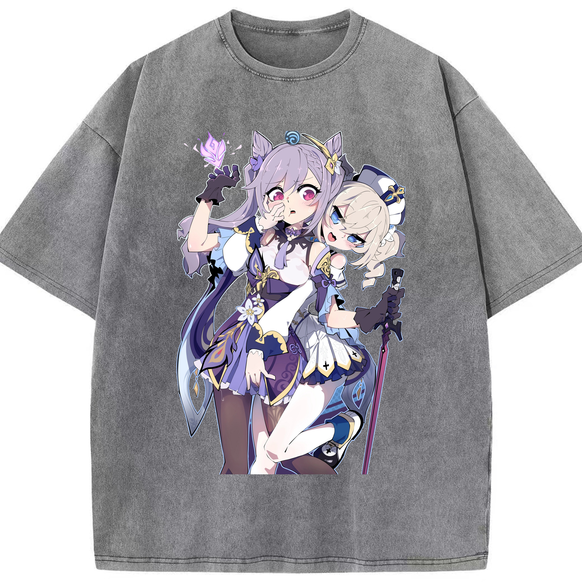 げんし神 刻晴 こくせい genshin Kokusei 綿100% ヴィンテージ風 半袖Tシャツ（フロントプリント）