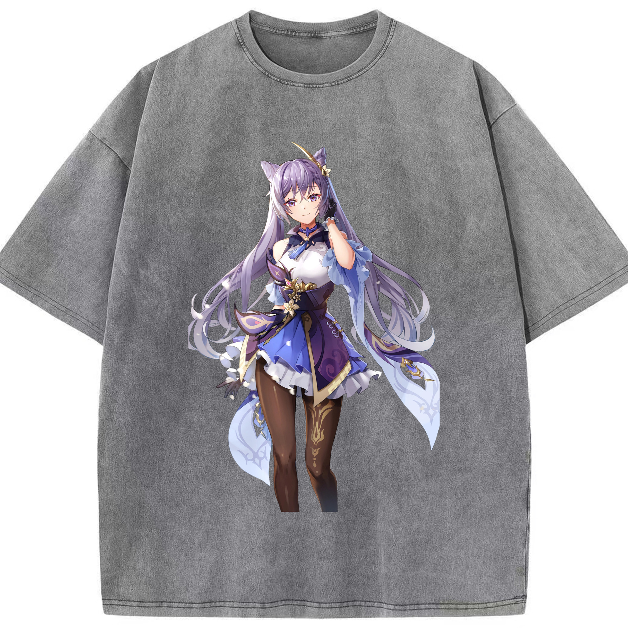 げんし神 刻晴 こくせい genshin Kokusei 綿100% ヴィンテージ風 半袖Tシャツ（フロントプリント）