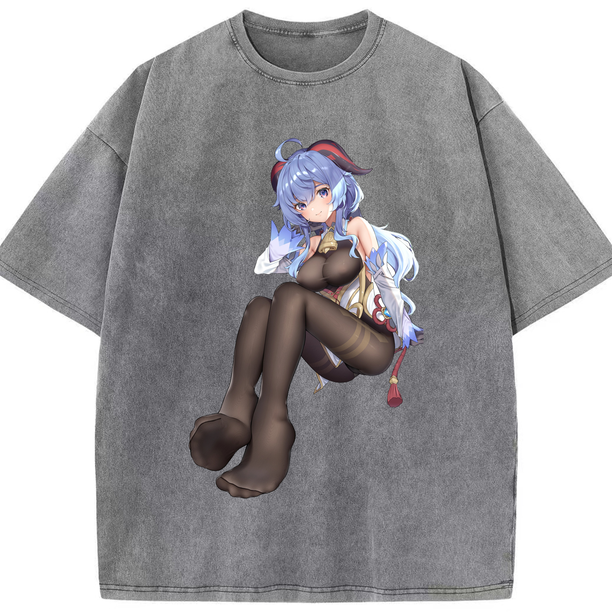 げんし神 甘雨 かんう genshin Ganyu 綿100% ヴィンテージ風 半袖Tシャツ（フロントプリント）