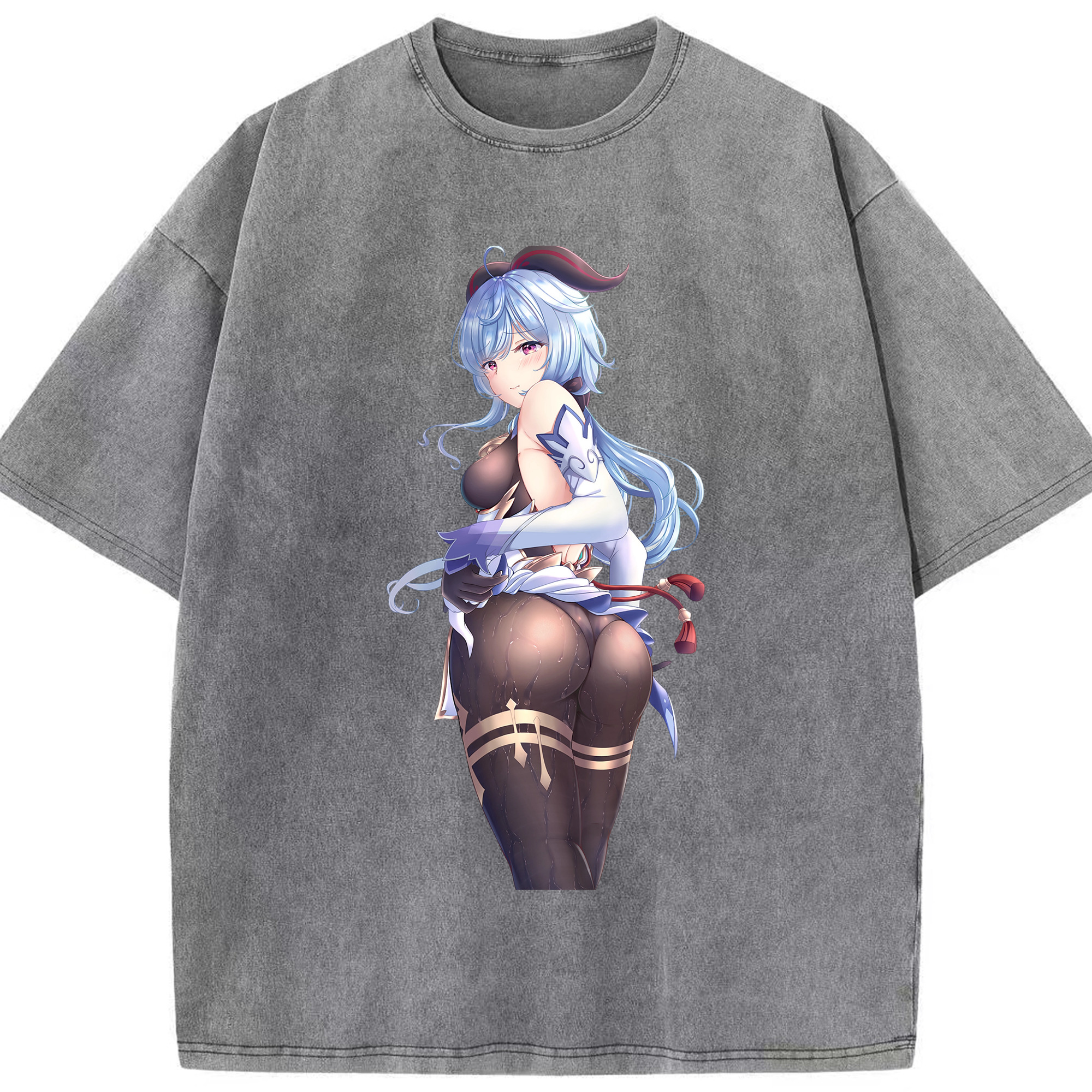 げんし神 甘雨 かんう genshin Ganyu 綿100% ヴィンテージ風 半袖Tシャツ（フロントプリント）