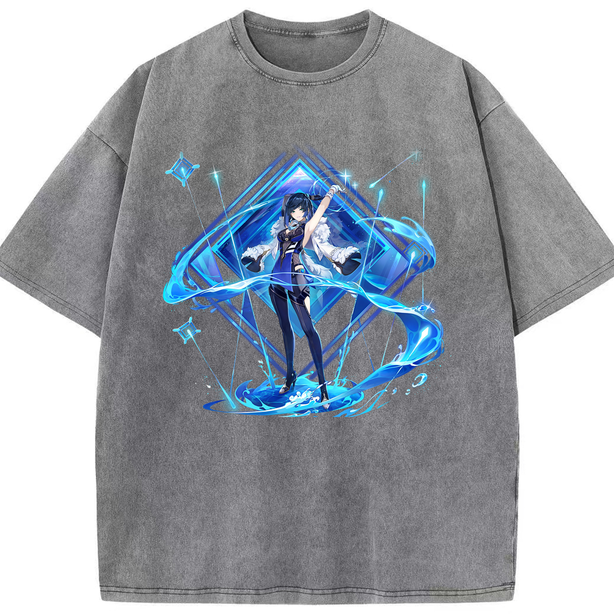 げんし神 夜兰 やらん genshin Yaran 綿100% ヴィンテージ風 半袖Tシャツ（フロントプリント）