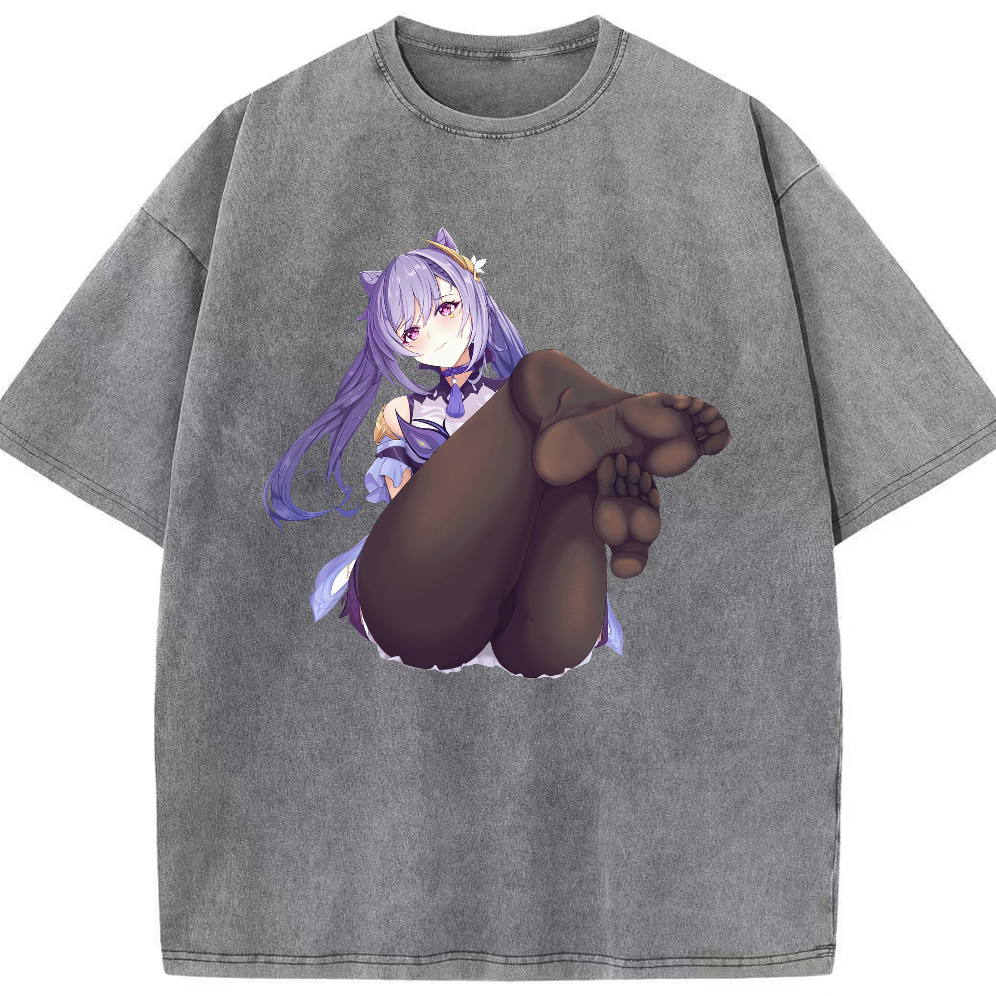 げんし神 刻晴 こくせい genshin Kokusei 綿100% ヴィンテージ風 半袖Tシャツ（フロントプリント）