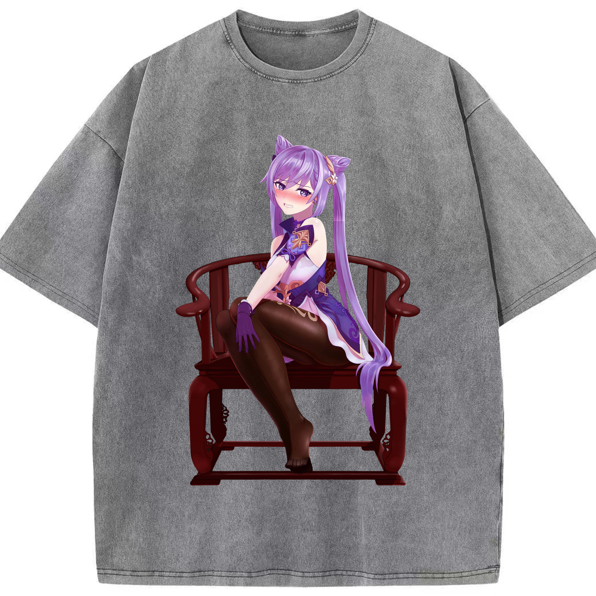 げんし神 刻晴 こくせい genshin Kokusei 綿100% ヴィンテージ風 半袖Tシャツ（フロントプリント）