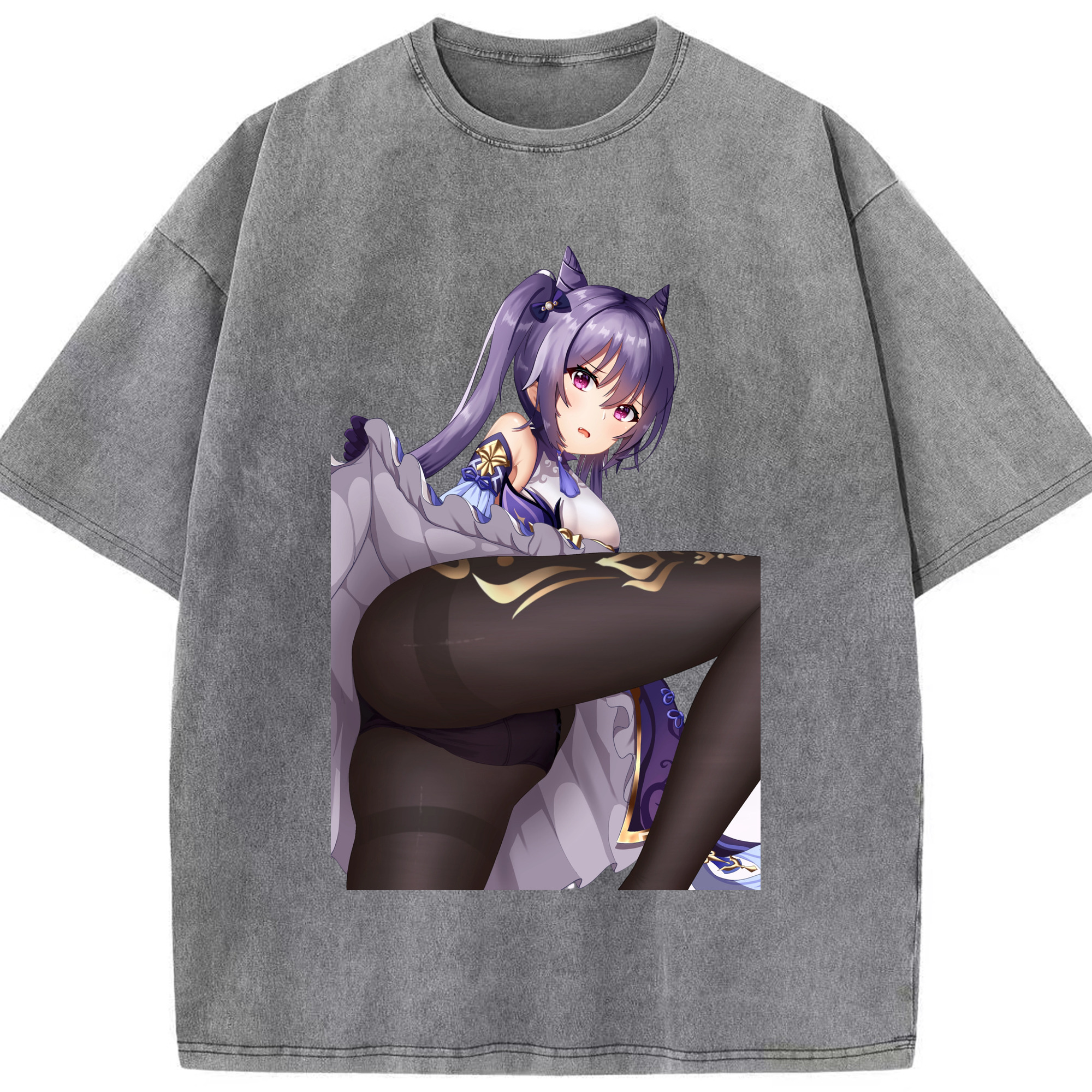 げんし神 刻晴 こくせい genshin Kokusei 綿100% ヴィンテージ風 半袖Tシャツ（フロントプリント）