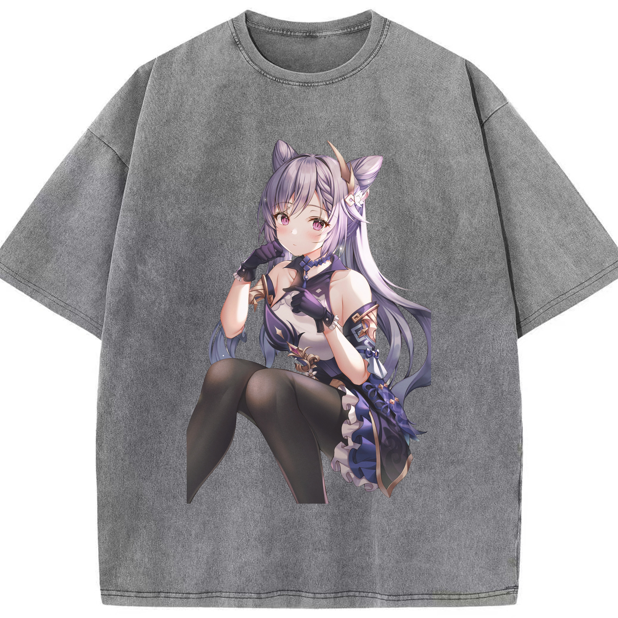 げんし神 刻晴 こくせい genshin Kokusei 綿100% ヴィンテージ風 半袖Tシャツ（フロントプリント）