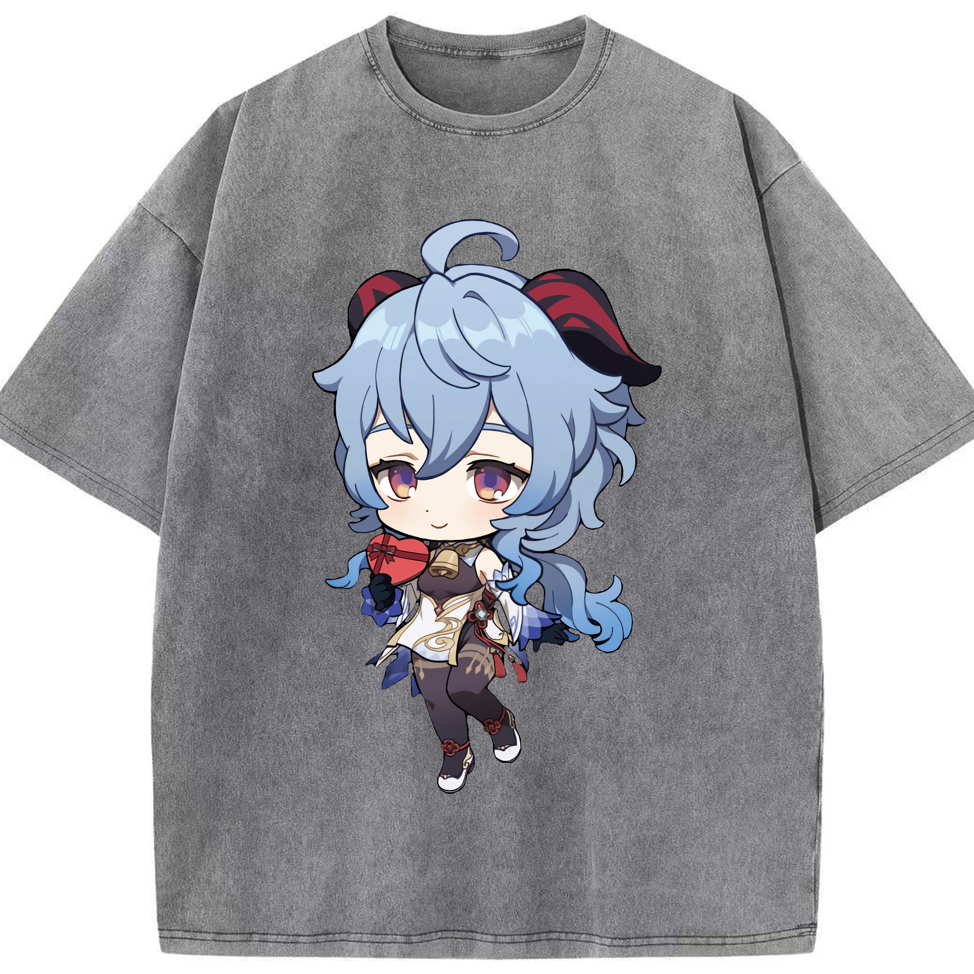 げんし神 甘雨 かんう genshin Ganyu 綿100% ヴィンテージ風 半袖Tシャツ（フロントプリント）