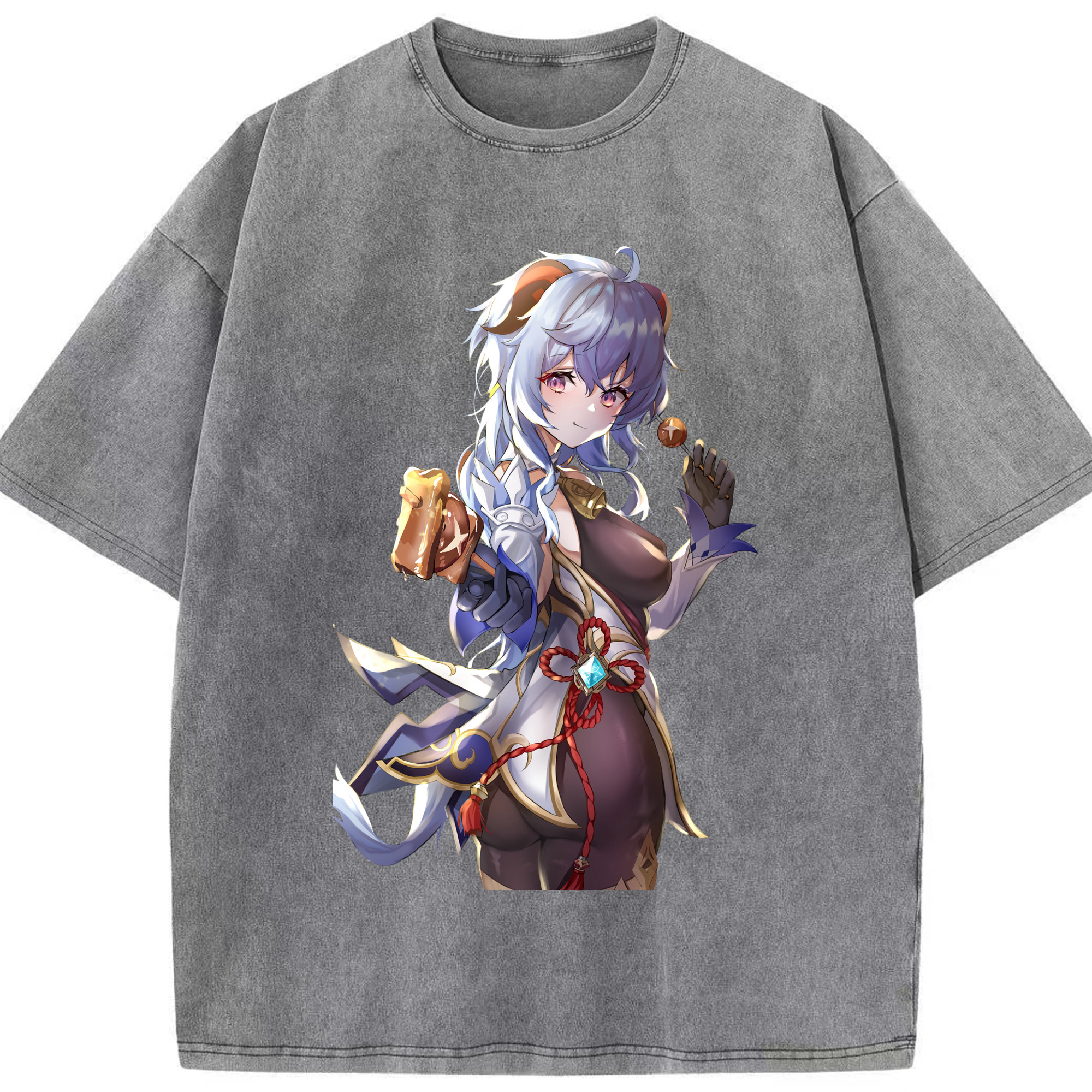 げんし神 甘雨 かんう genshin Ganyu 綿100% ヴィンテージ風 半袖Tシャツ（フロントプリント）