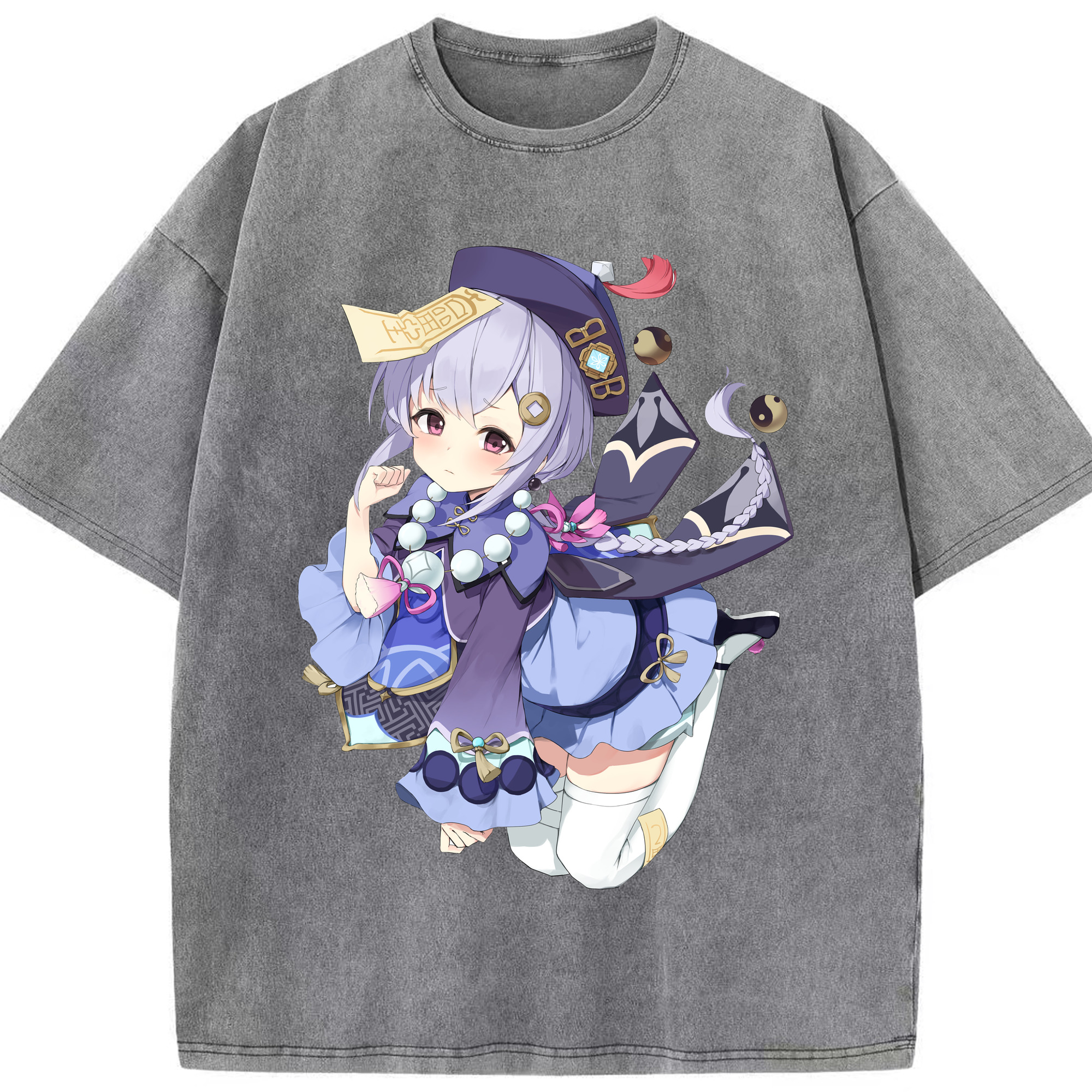 げんし神 七七 なな  genshin Nana 綿100% ヴィンテージ風 半袖Tシャツ（フロントプリント）