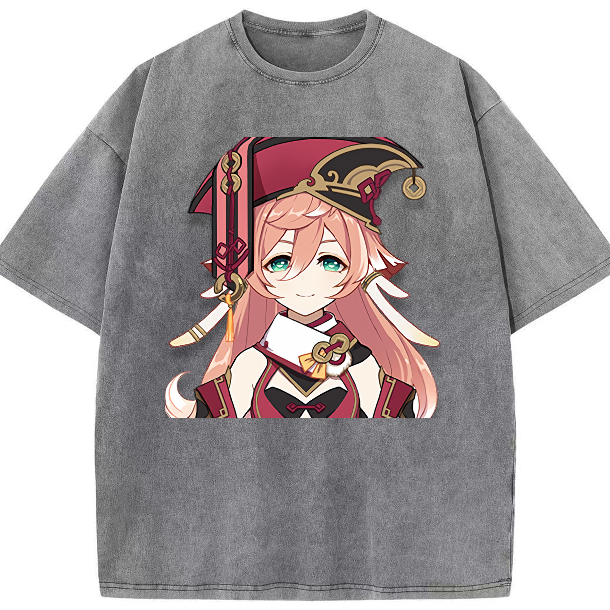 げんし神 ヤンフェイ genshin Yanfei 綿100% ヴィンテージ風 半袖Tシャツ（フロントプリント）