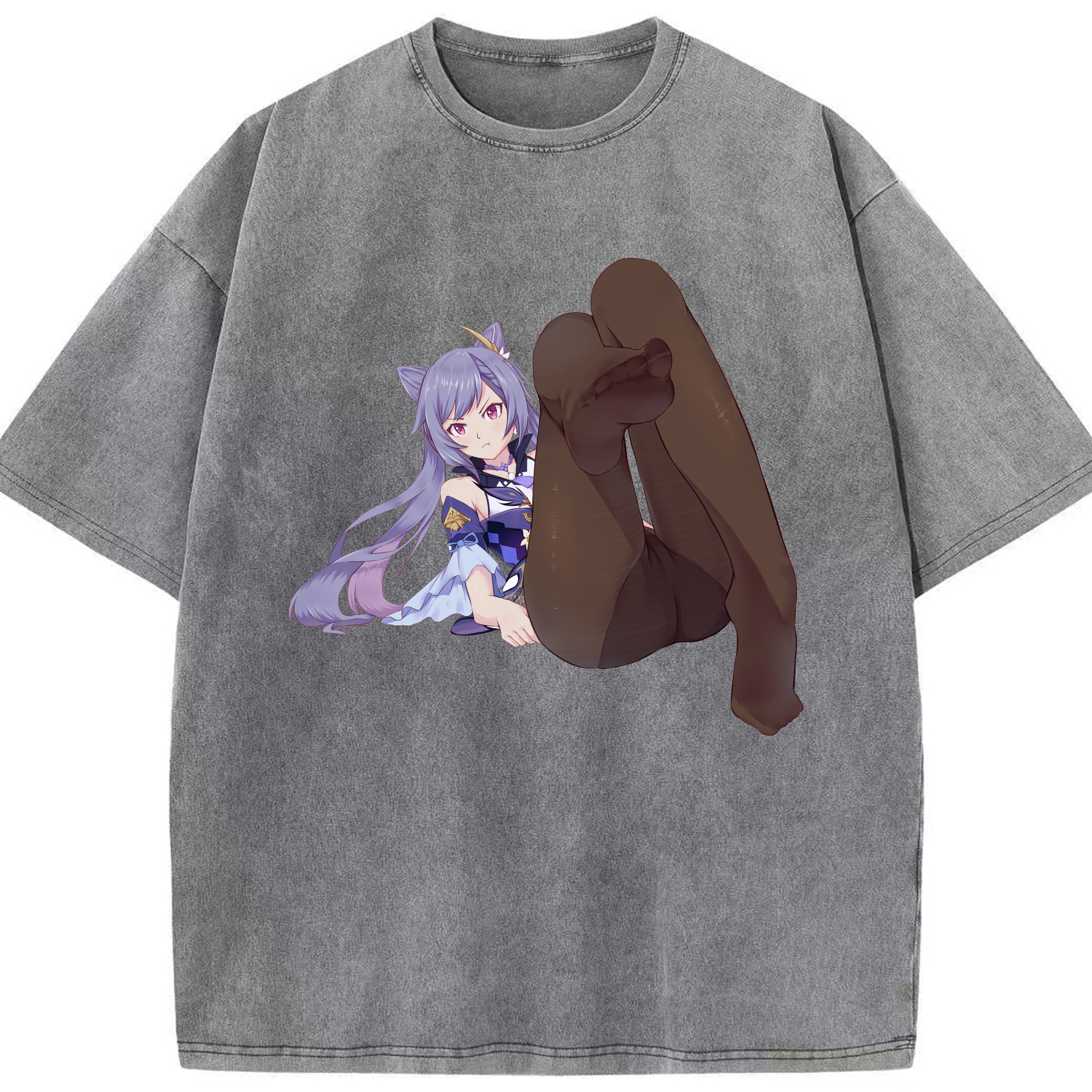 げんし神 刻晴 こくせい genshin Kokusei 綿100% ヴィンテージ風 半袖Tシャツ（フロントプリント）