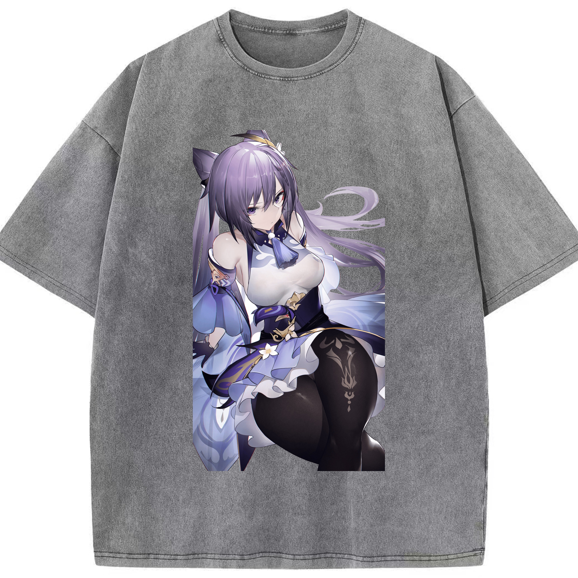 げんし神 刻晴 こくせい genshin Kokusei 綿100% ヴィンテージ風 半袖Tシャツ（フロントプリント）