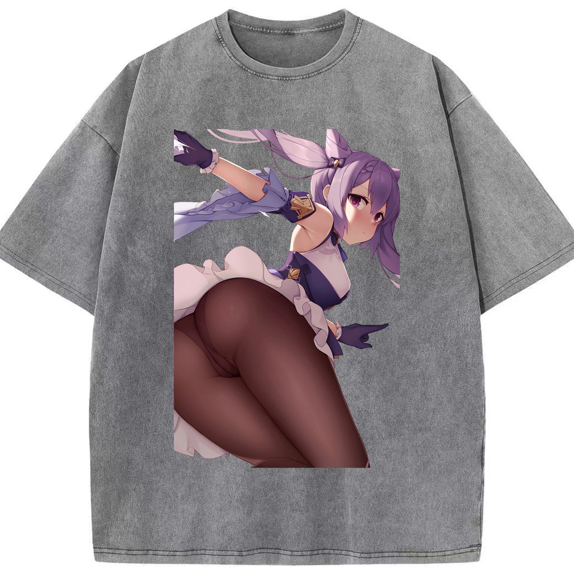 げんし神 刻晴 こくせい genshin Kokusei 綿100% ヴィンテージ風 半袖Tシャツ（フロントプリント）