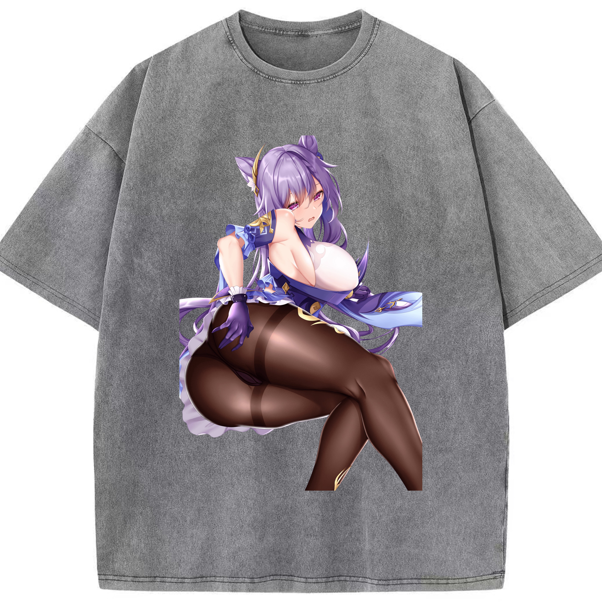げんし神 刻晴 こくせい genshin Kokusei 綿100% ヴィンテージ風 半袖Tシャツ（フロントプリント）