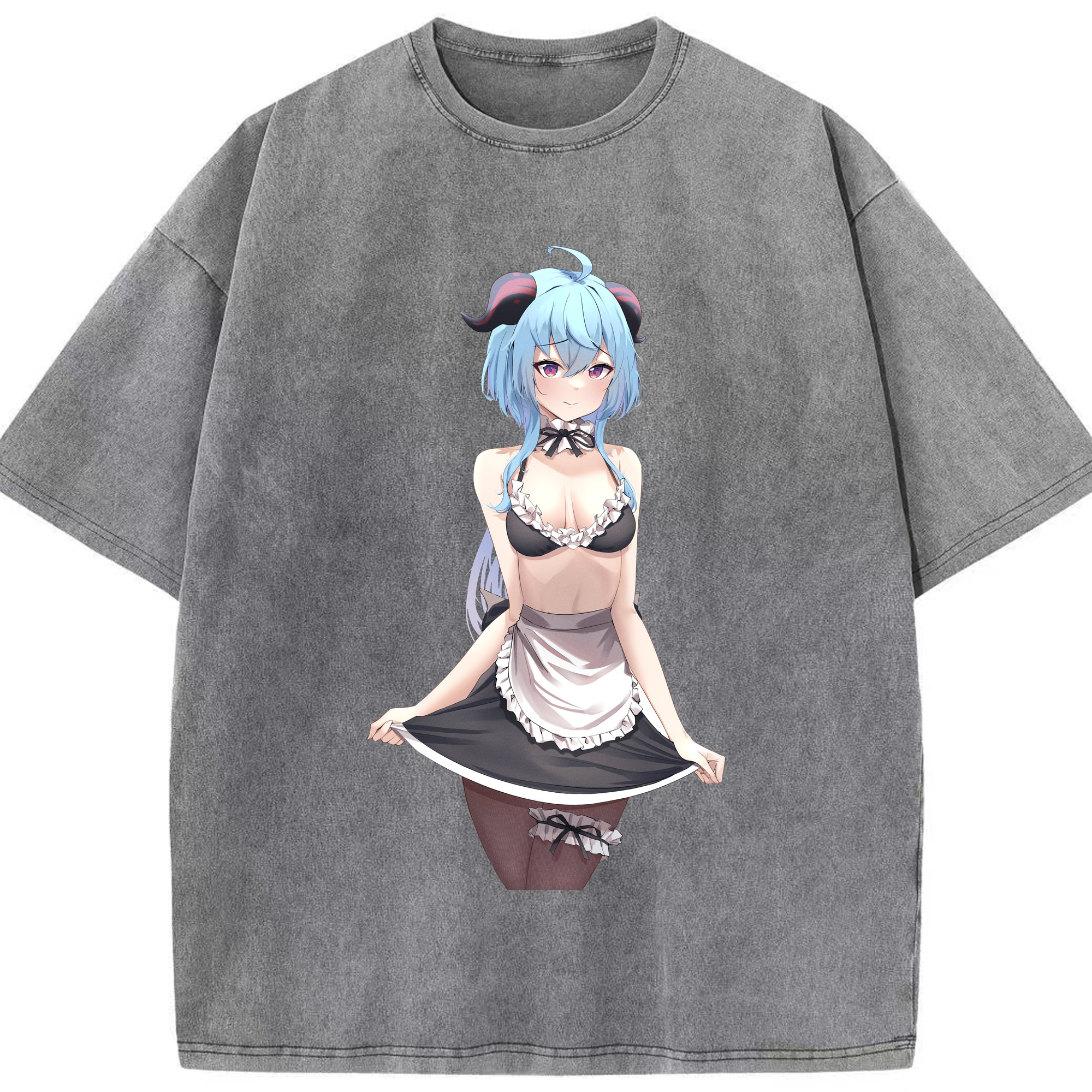 げんし神 甘雨 かんう genshin Ganyu 綿100% ヴィンテージ風 半袖Tシャツ（フロントプリント）