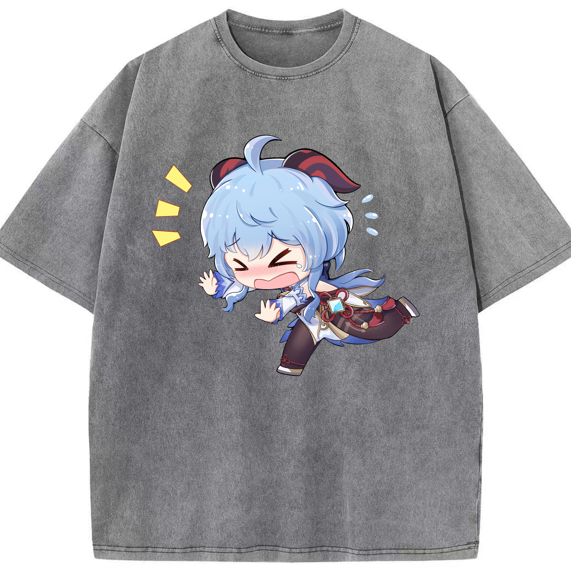 げんし神 甘雨 かんう genshin Ganyu 綿100% ヴィンテージ風 半袖Tシャツ（フロントプリント）