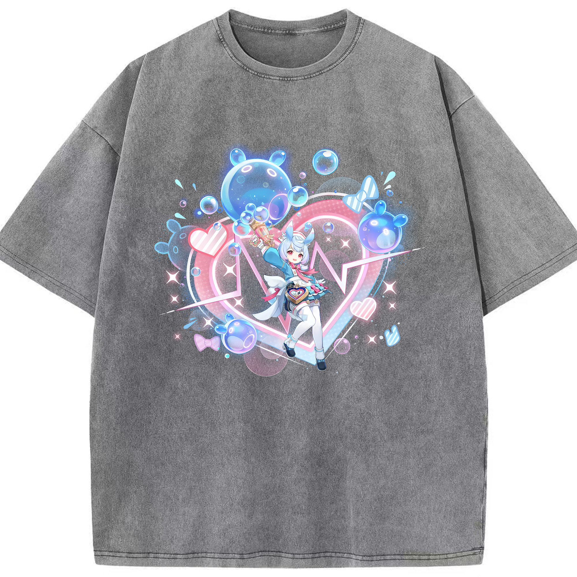 げんし神 シゲウィン genshin Shigewin 綿100% ヴィンテージ風 半袖Tシャツ（フロントプリント）