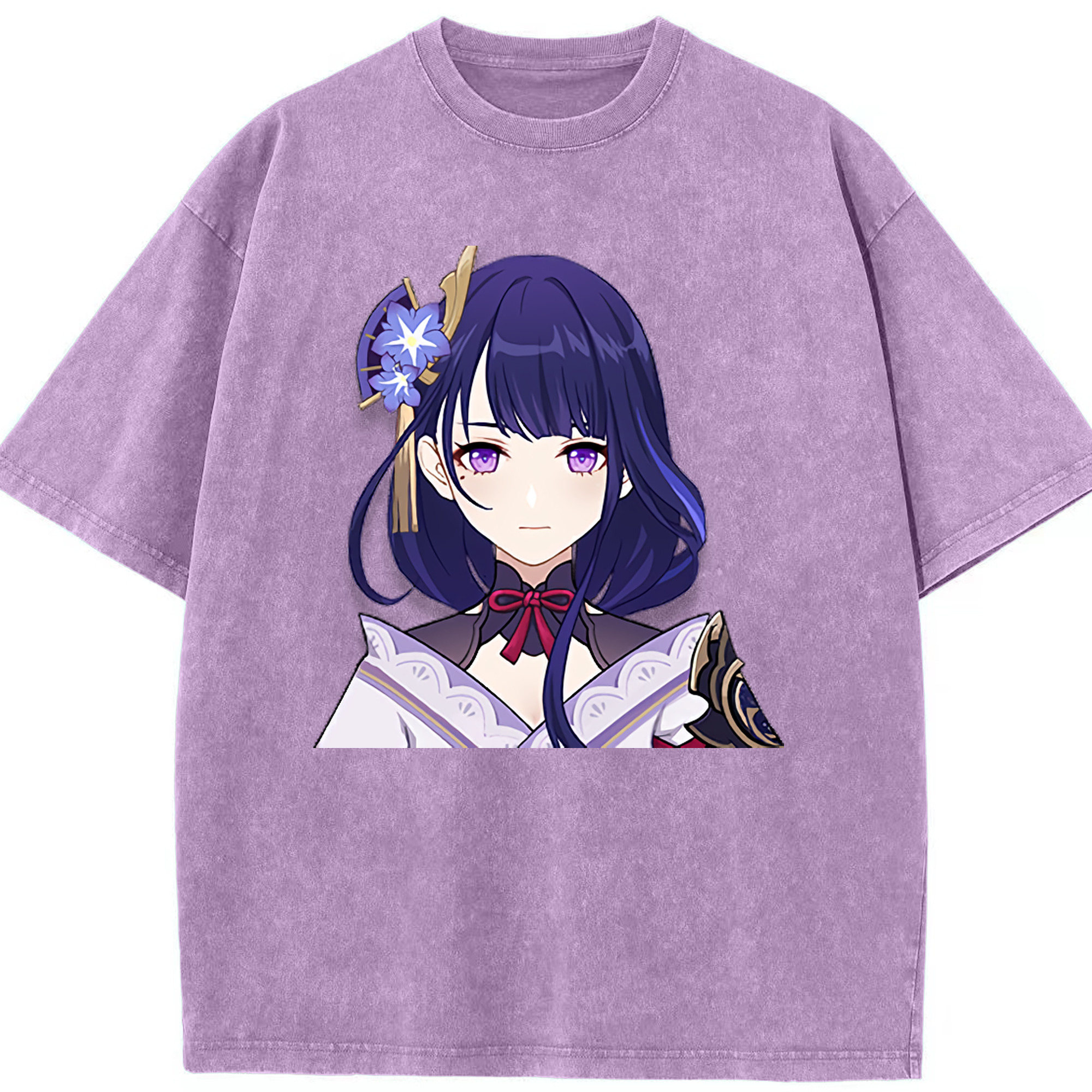 げんし神 雷電将軍 らいでんしょうぐん genshin Raiden Shogun 綿100% ヴィンテージ風 半袖Tシャツ（フロントプリント）