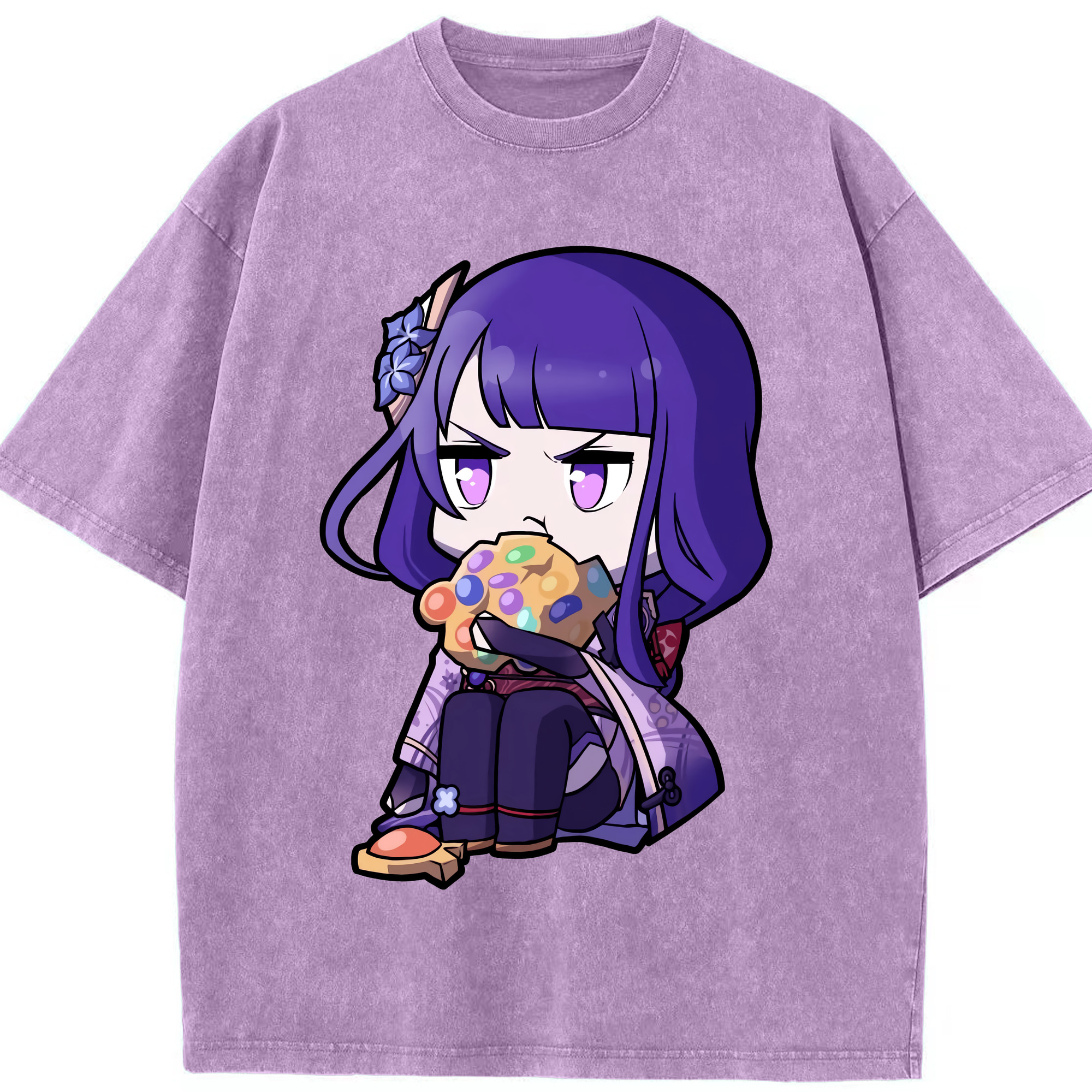 げんし神 雷電将軍 らいでんしょうぐん genshin Raiden Shogun 綿100% ヴィンテージ風 半袖Tシャツ（フロントプリント）