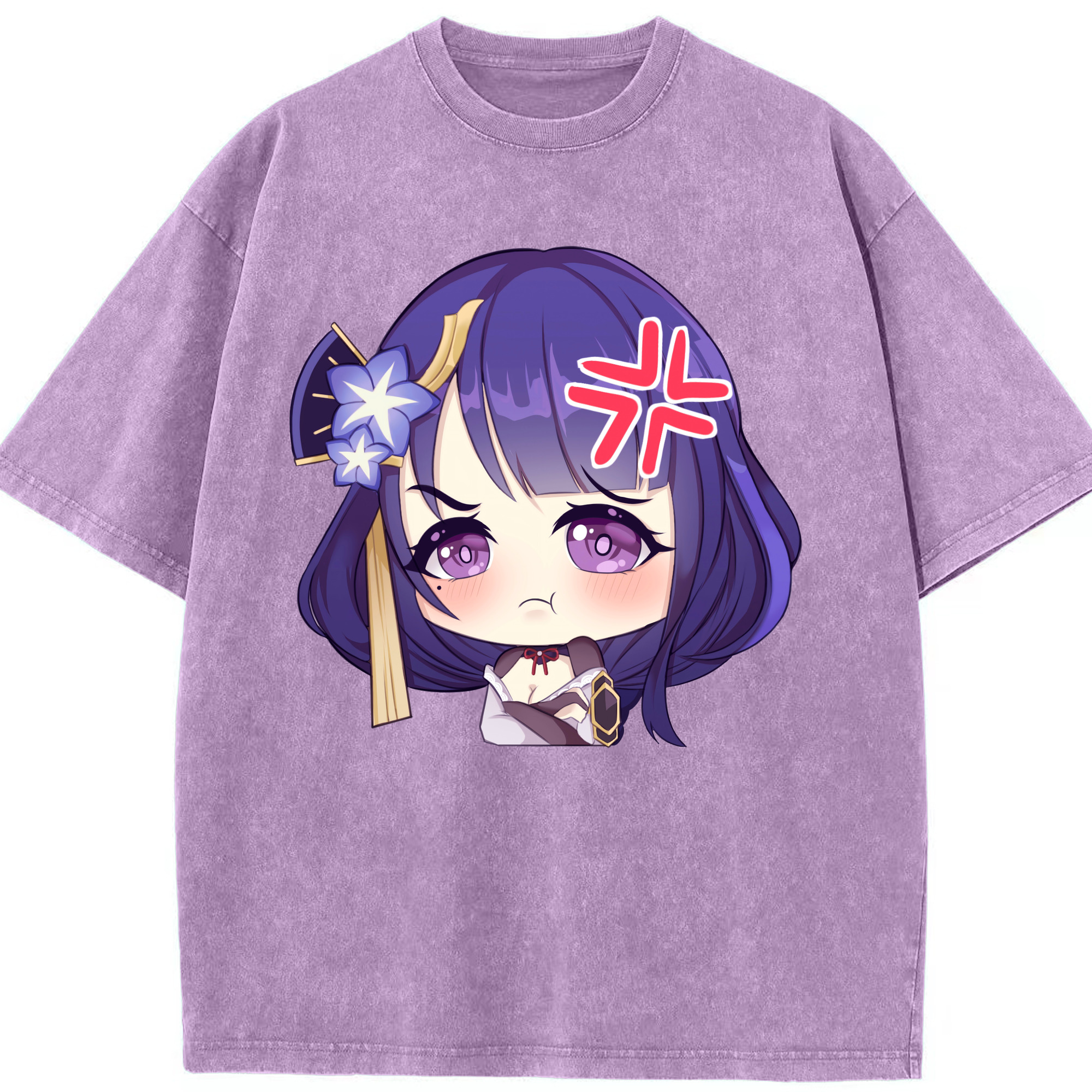 げんし神 雷電将軍 らいでんしょうぐん genshin Raiden Shogun 綿100% ヴィンテージ風 半袖Tシャツ（フロントプリント）