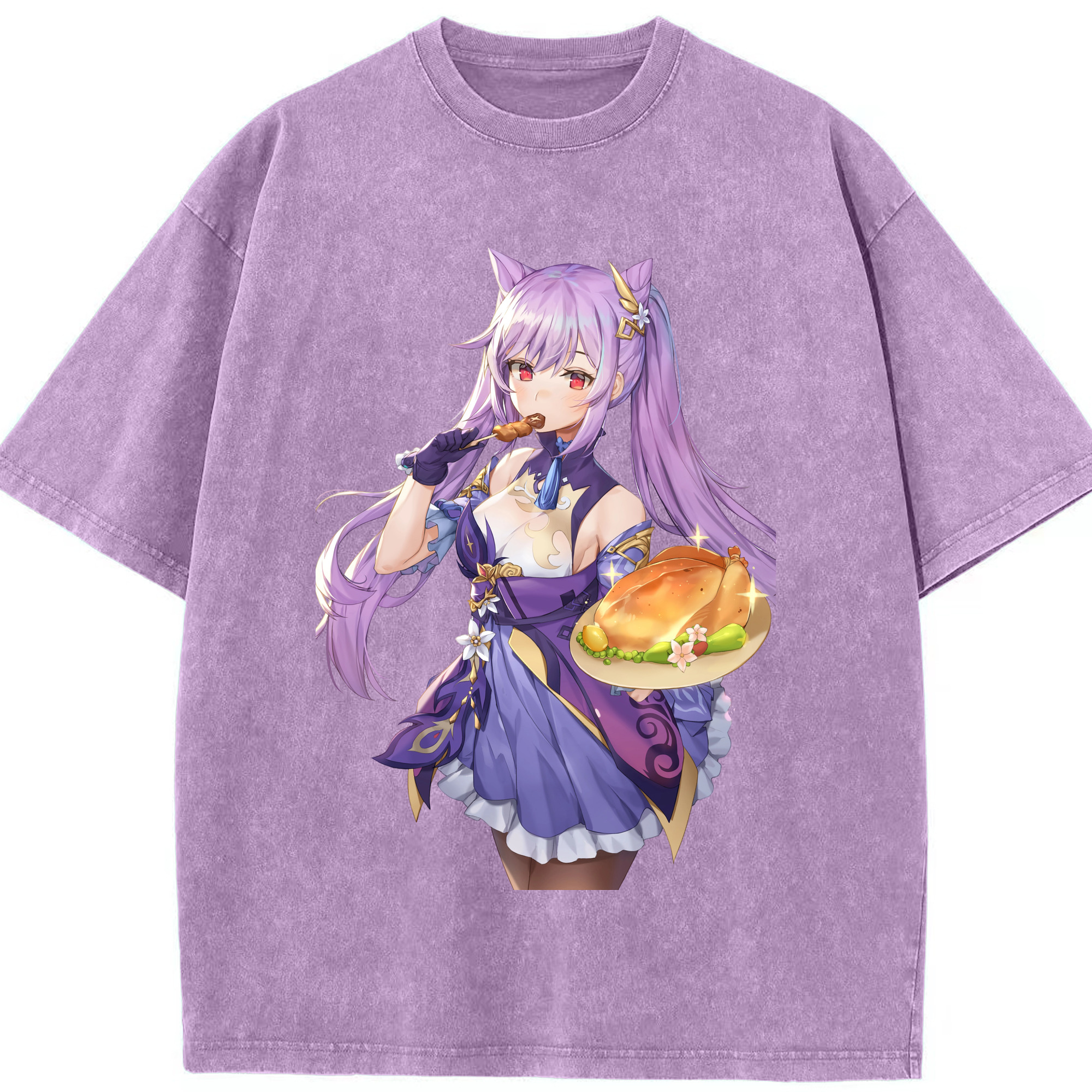 げんし神 刻晴 こくせい genshin Kokusei 綿100% ヴィンテージ風 半袖Tシャツ（フロントプリント）