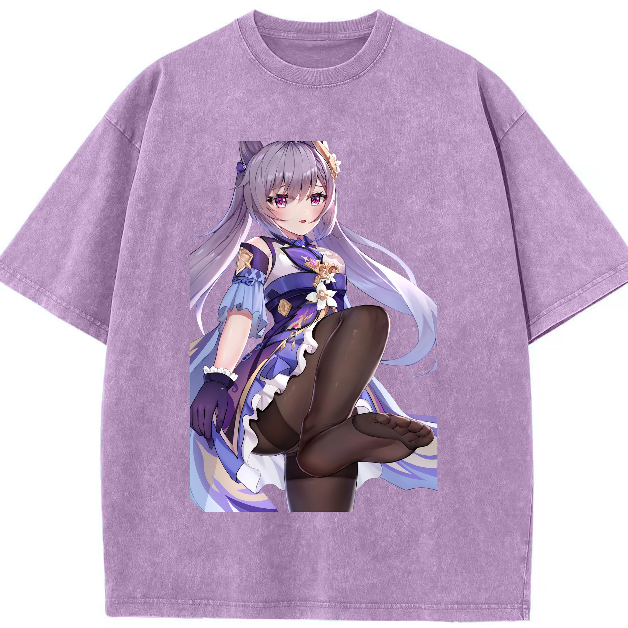げんし神 刻晴 こくせい genshin Kokusei 綿100% ヴィンテージ風 半袖Tシャツ（フロントプリント）