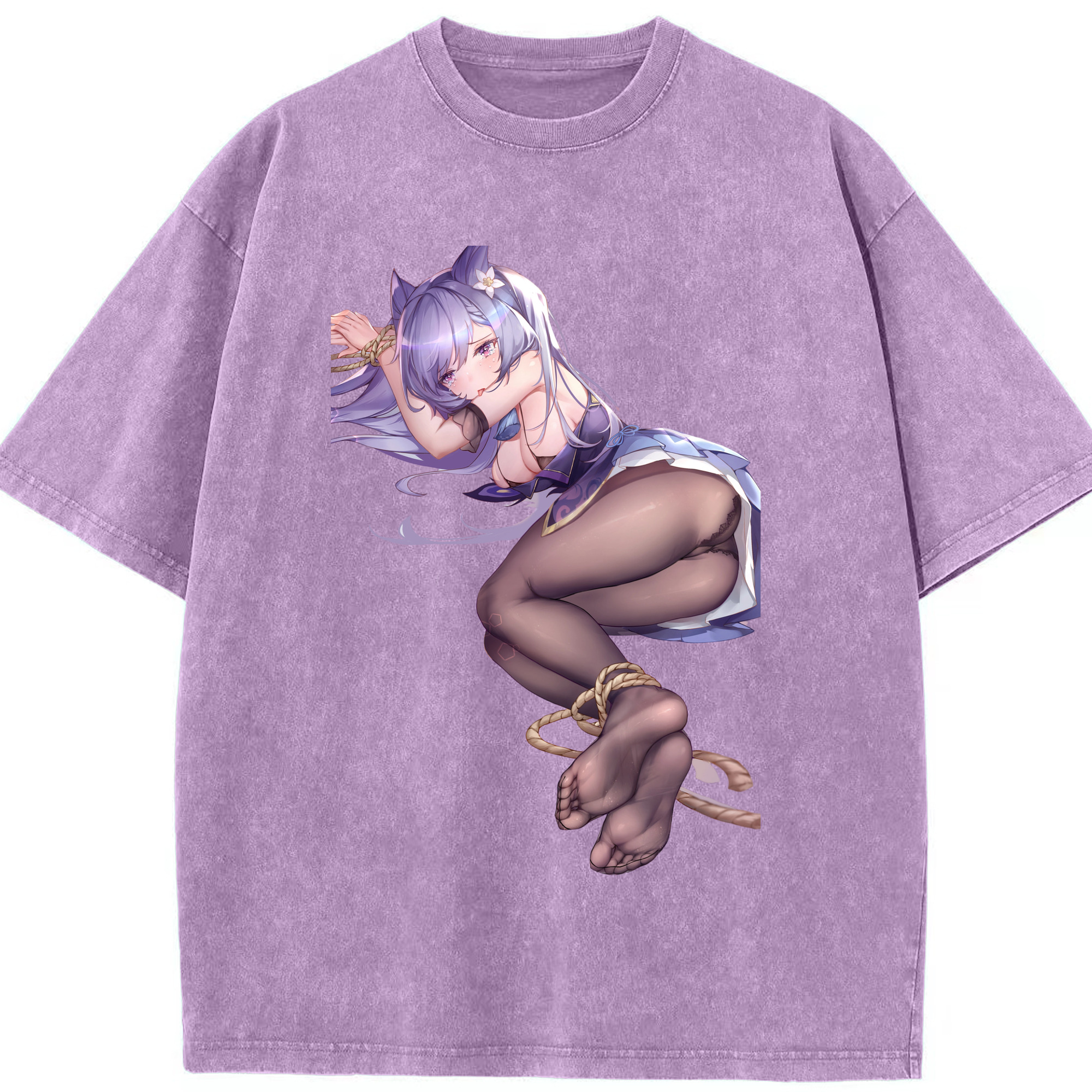 げんし神 刻晴 こくせい genshin Kokusei 綿100% ヴィンテージ風 半袖Tシャツ（フロントプリント）