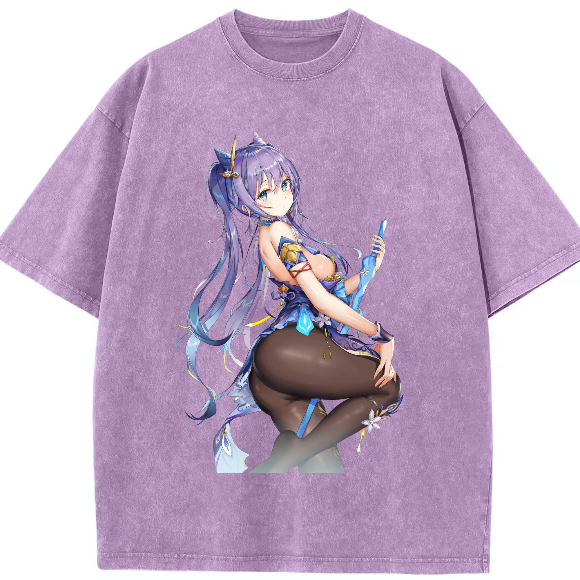 げんし神 刻晴 こくせい genshin Kokusei 綿100% ヴィンテージ風 半袖Tシャツ（フロントプリント）